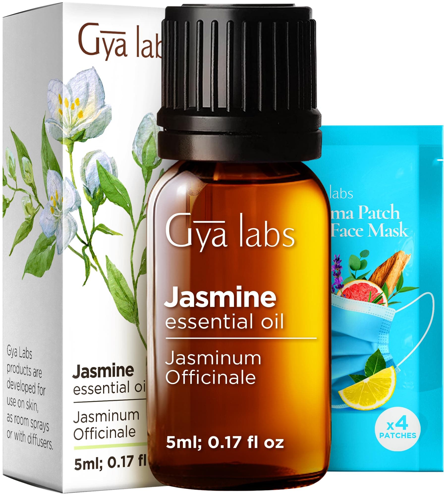 Jasmine Essential Oil for Diffuser - 0.17 Fl Oz - 100% Pure Natural Jasmine Oil for Skin, Hair, Body Massages Aromatherapy, Candle Making - Floral & Alluring Scent