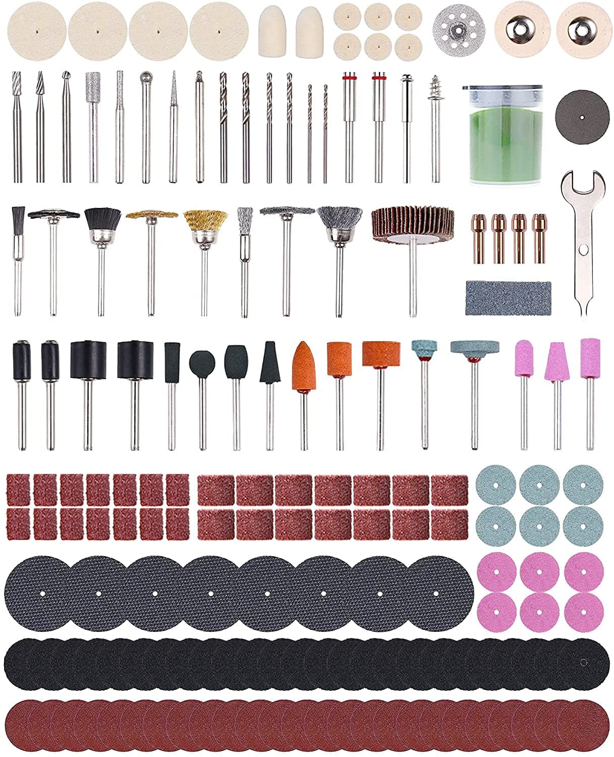 Rotary Tool Accessories Kit, Longmate 427 pcs Multiuse Tool Accessories, 3.2mm Shank Grinder Attachment for Cutting, Grinding, Sanding, Drilling, Carving, Engraving and Polishing on Wood, Glass, Metal