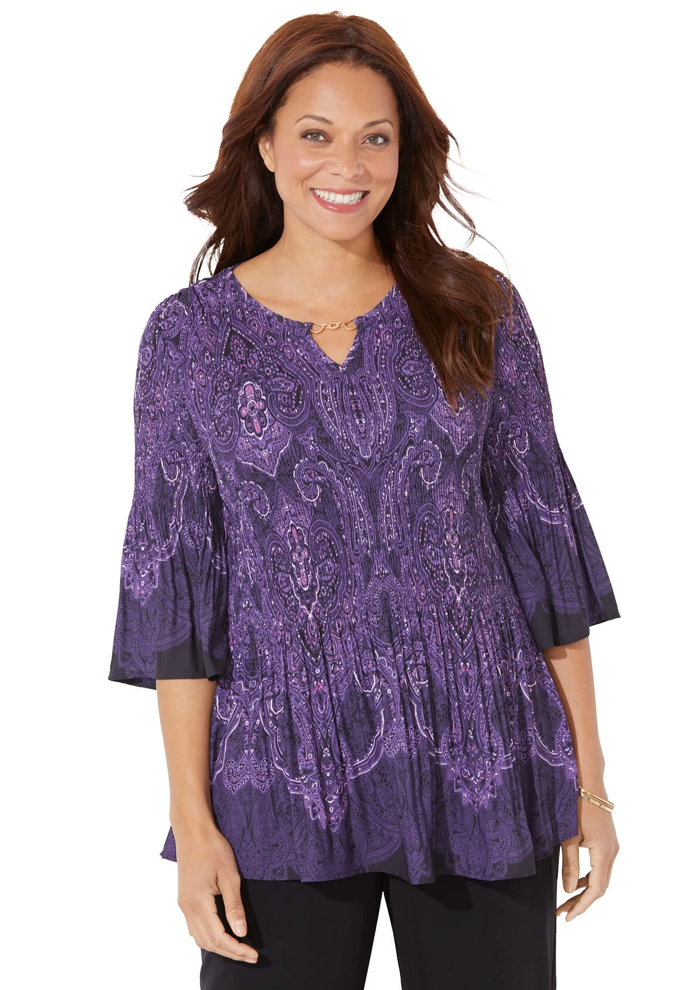 CatherinesWomen's Plus Size Affinity Chain Pleated Blouse