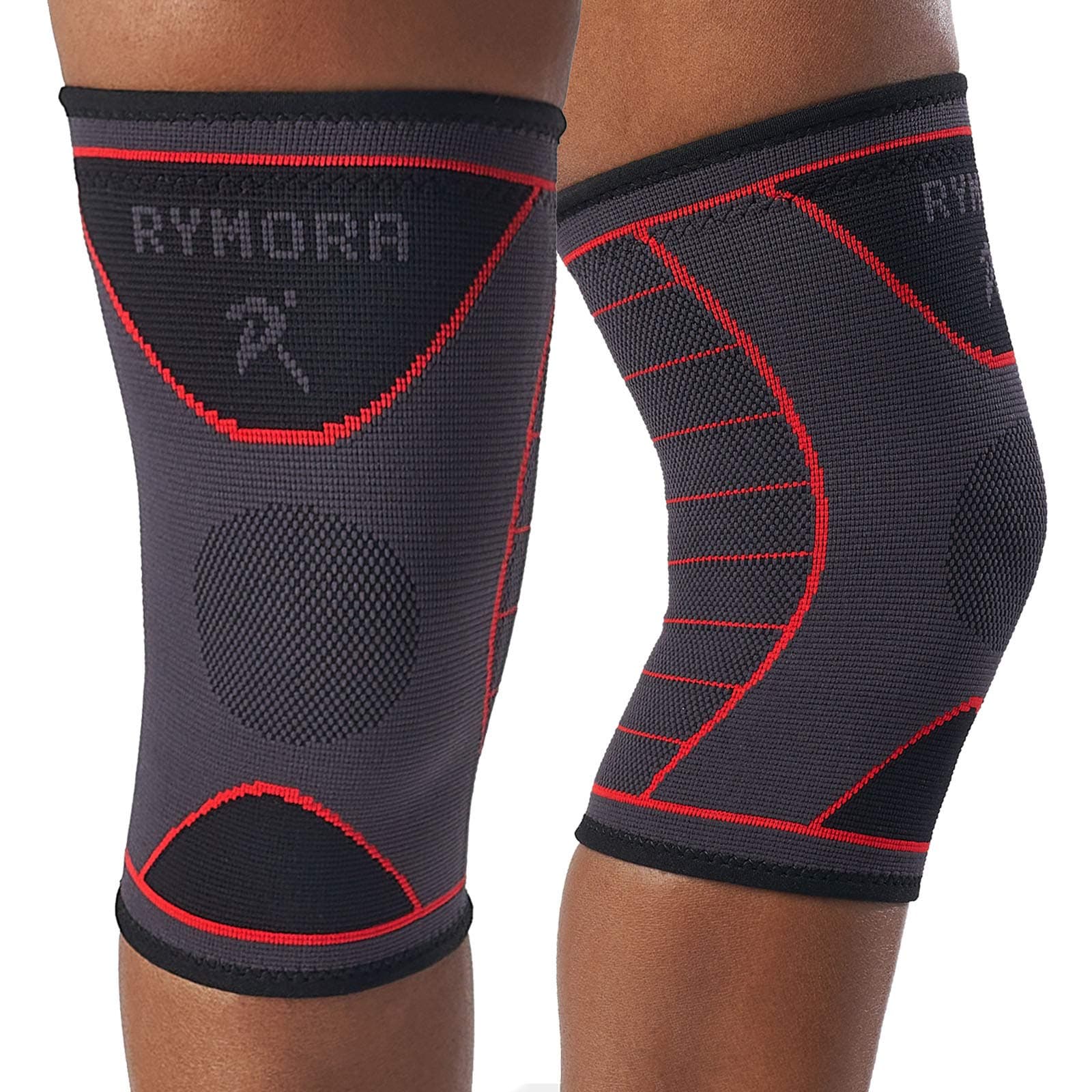 Rymora Knee Brace Set - Compression Sleeve 2 Pack for Men & Women - Comfortable & Secure Support Sleeves for Weightlifting, Fitness, Running, Sports & Weak Joints (M)