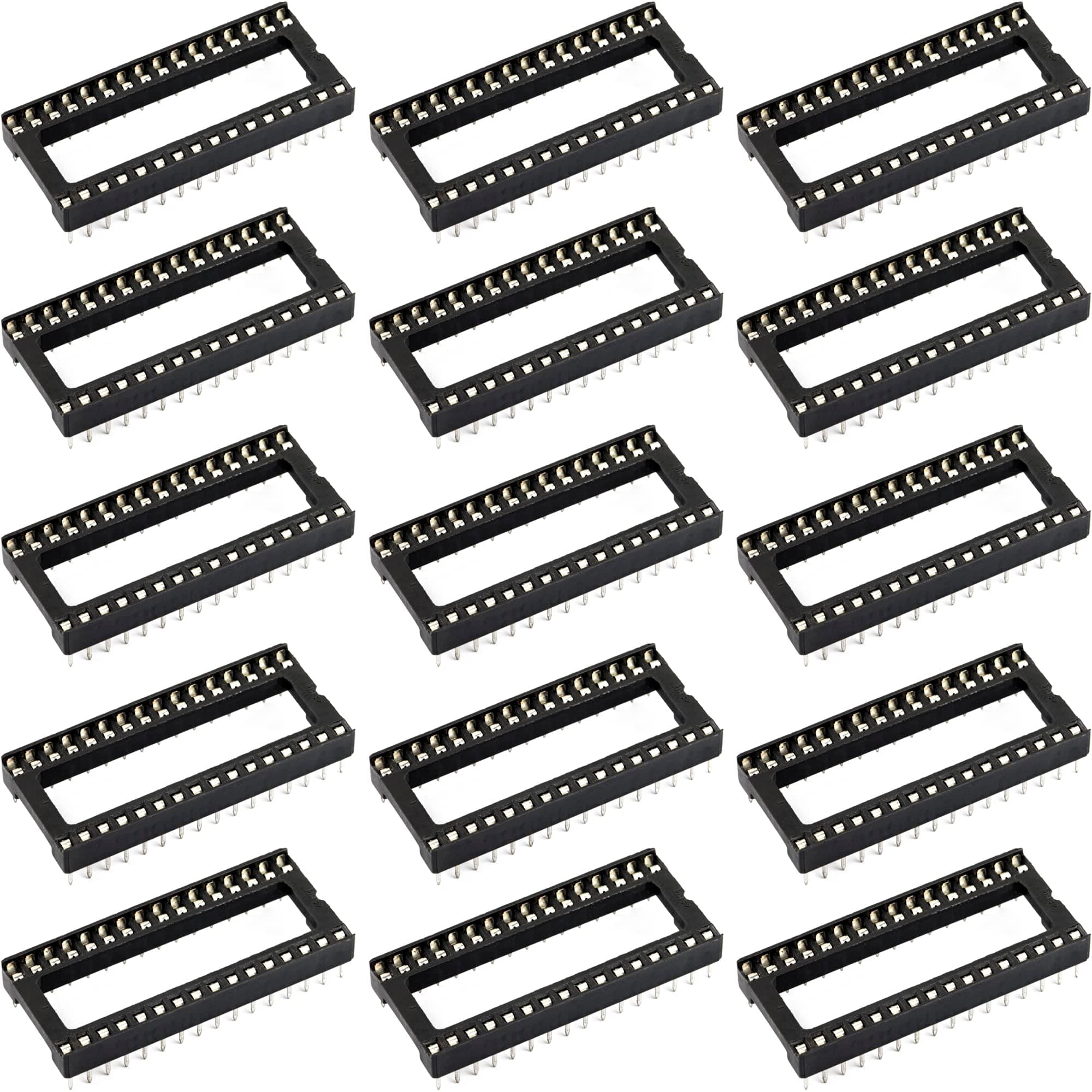 15pcs DIP IC Socket 32Pin Wide Solder Type Adaptors 2.54mm / 0.1" Pitch 15.2mm / 0.6" Row Pitch Dual Row 32 Flat Pins