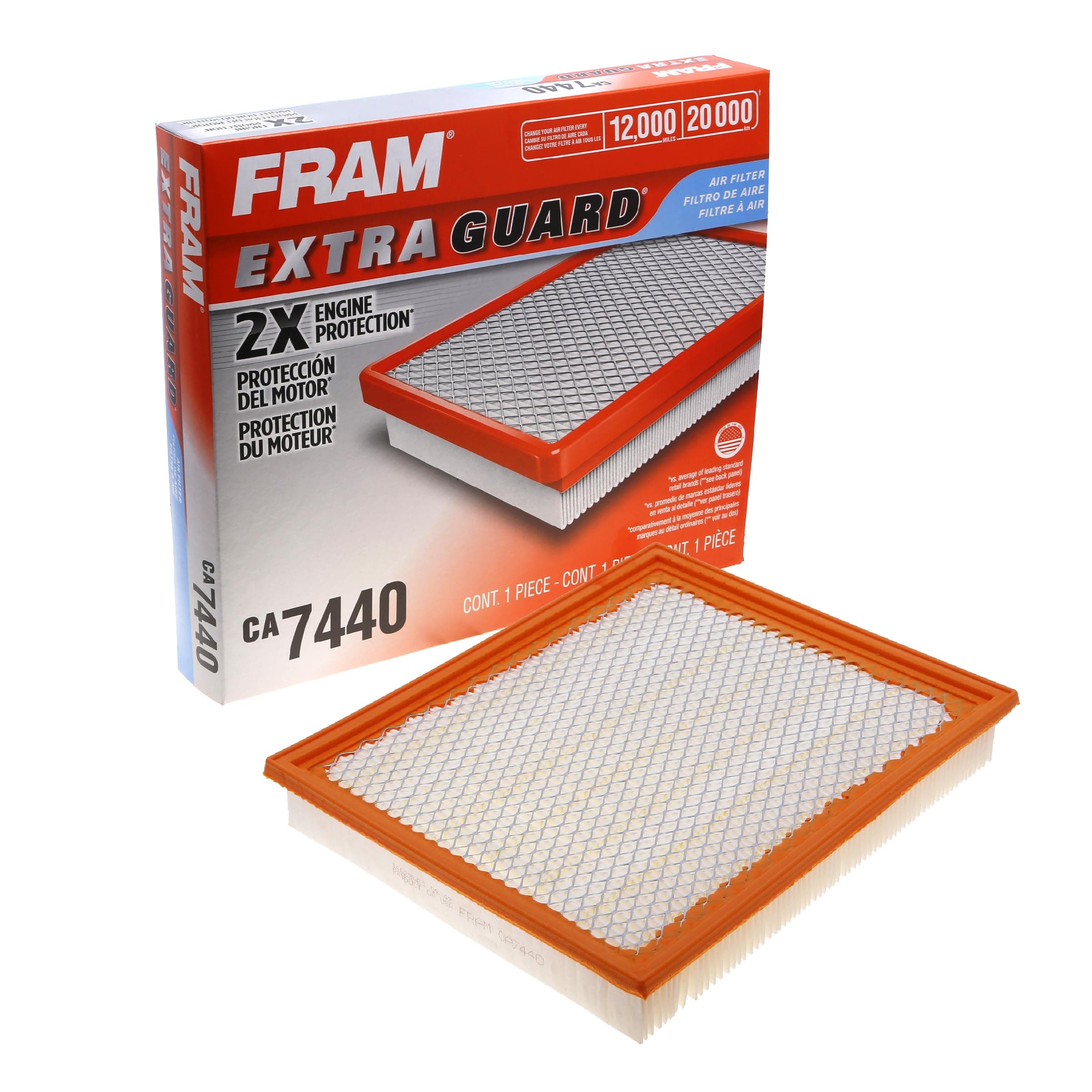 FRAM Extra Guard Engine Air Filter Replacement, Easy Install w/Advanced Engine Protection and Optimal Performance, CA7440 for Select Infiniti, Jeep and Nissan Vehicles, White