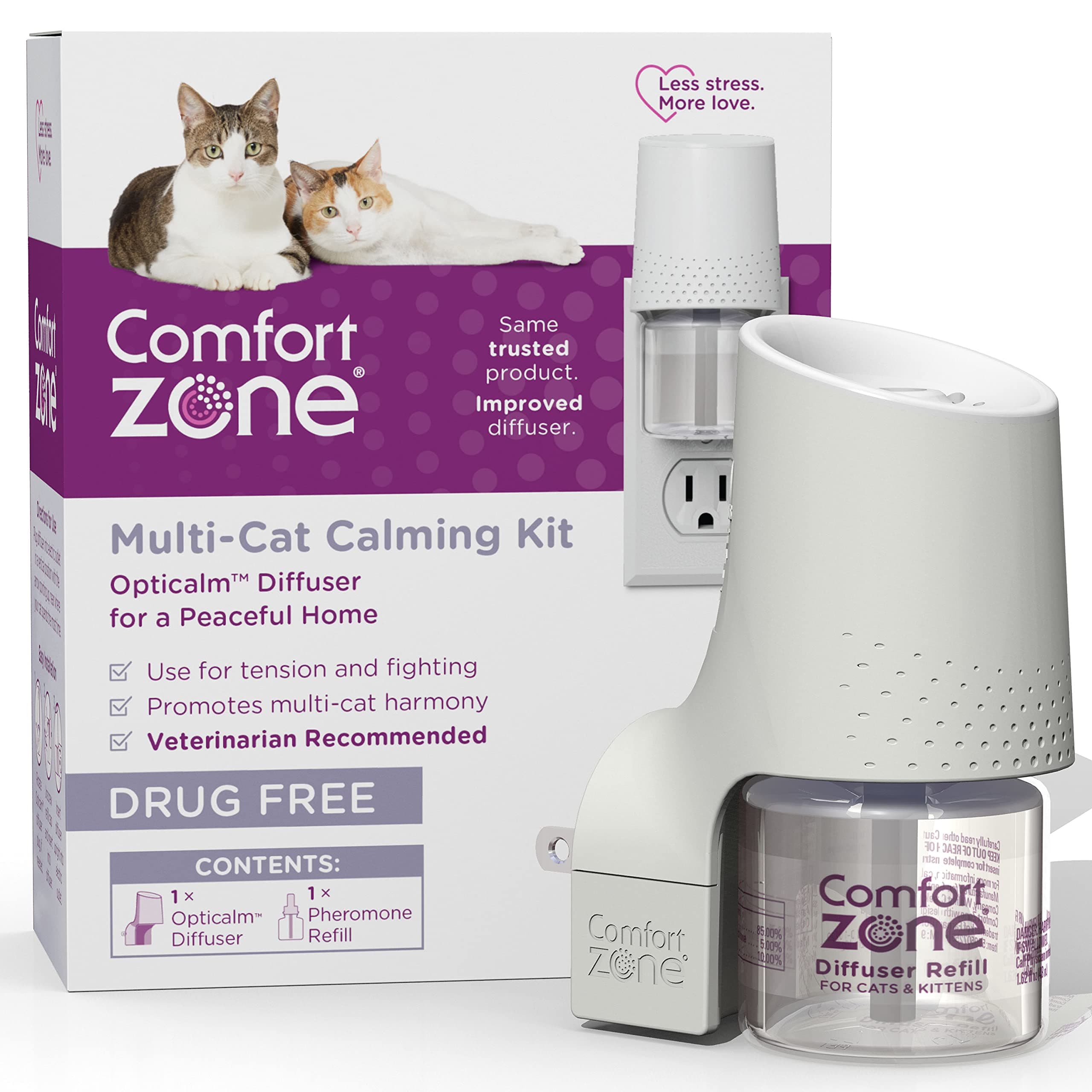 Comfort Zone Multi Cat Calming Diffuser: 1 Pheromone Diffuser & 1 Refill (30 Days)
