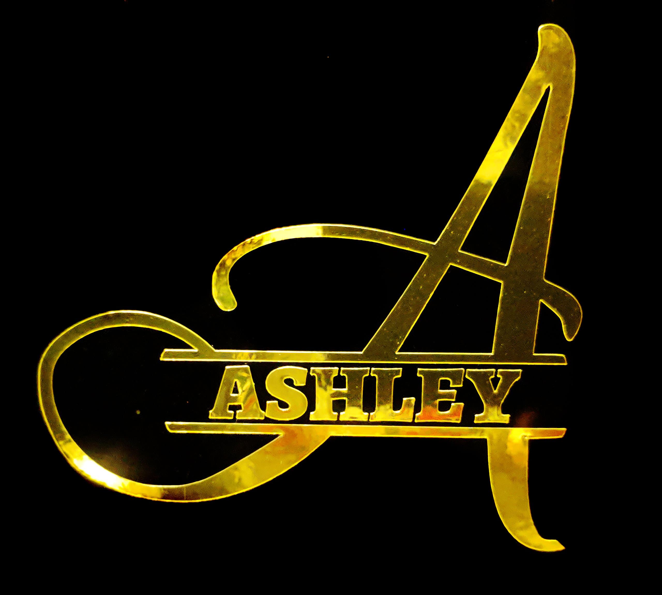 Custom Personalized Metallic Split Monogram Name Letter Initial Sticker Decal for Cups, Laptops, Tumblers, Car Window (4", Gold Chrome)