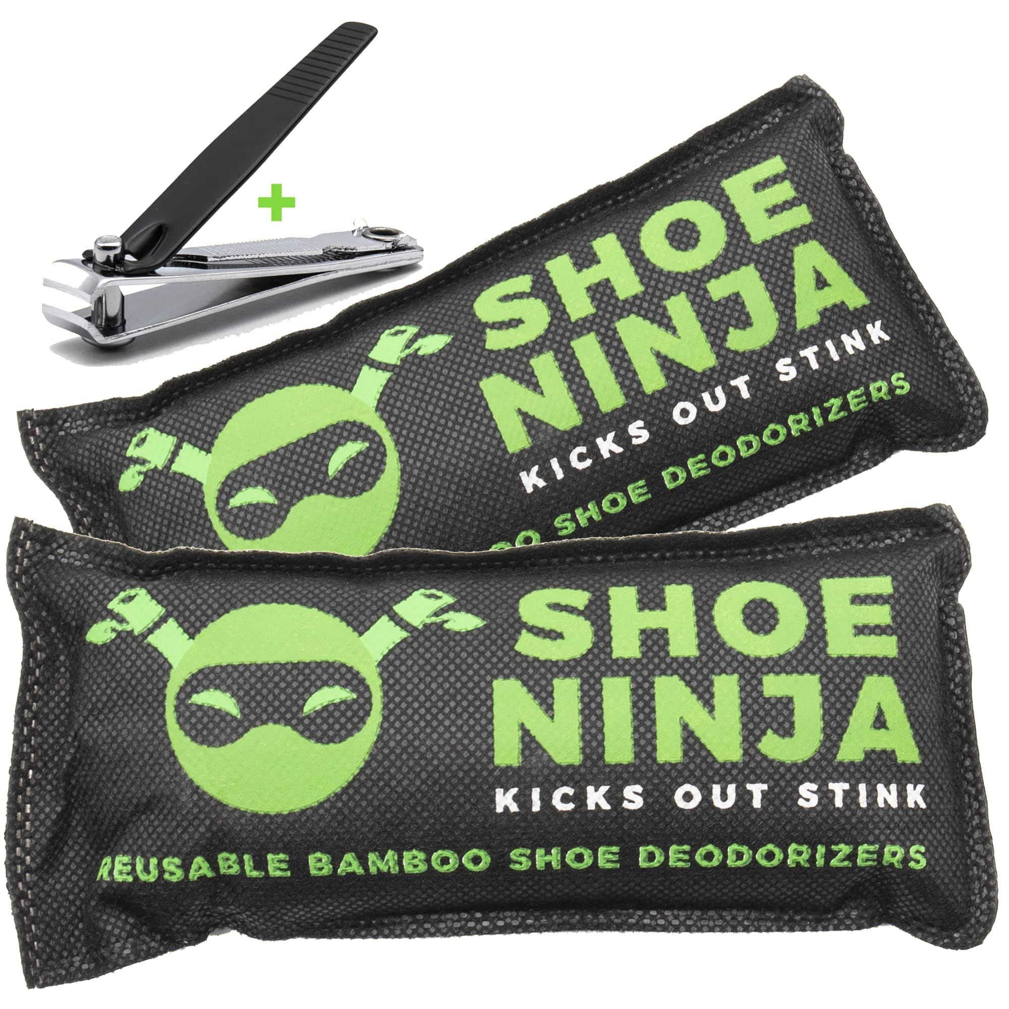 – Shoe Ninja Shoe Deodoriser - Shoe Odour Eliminator with Activated Charcoal, Versatile and Reusable Deodoriser Bags for Shoes, Football Boot Deodoriser and Shoe Smell Remover, Great for Sports - 2pk