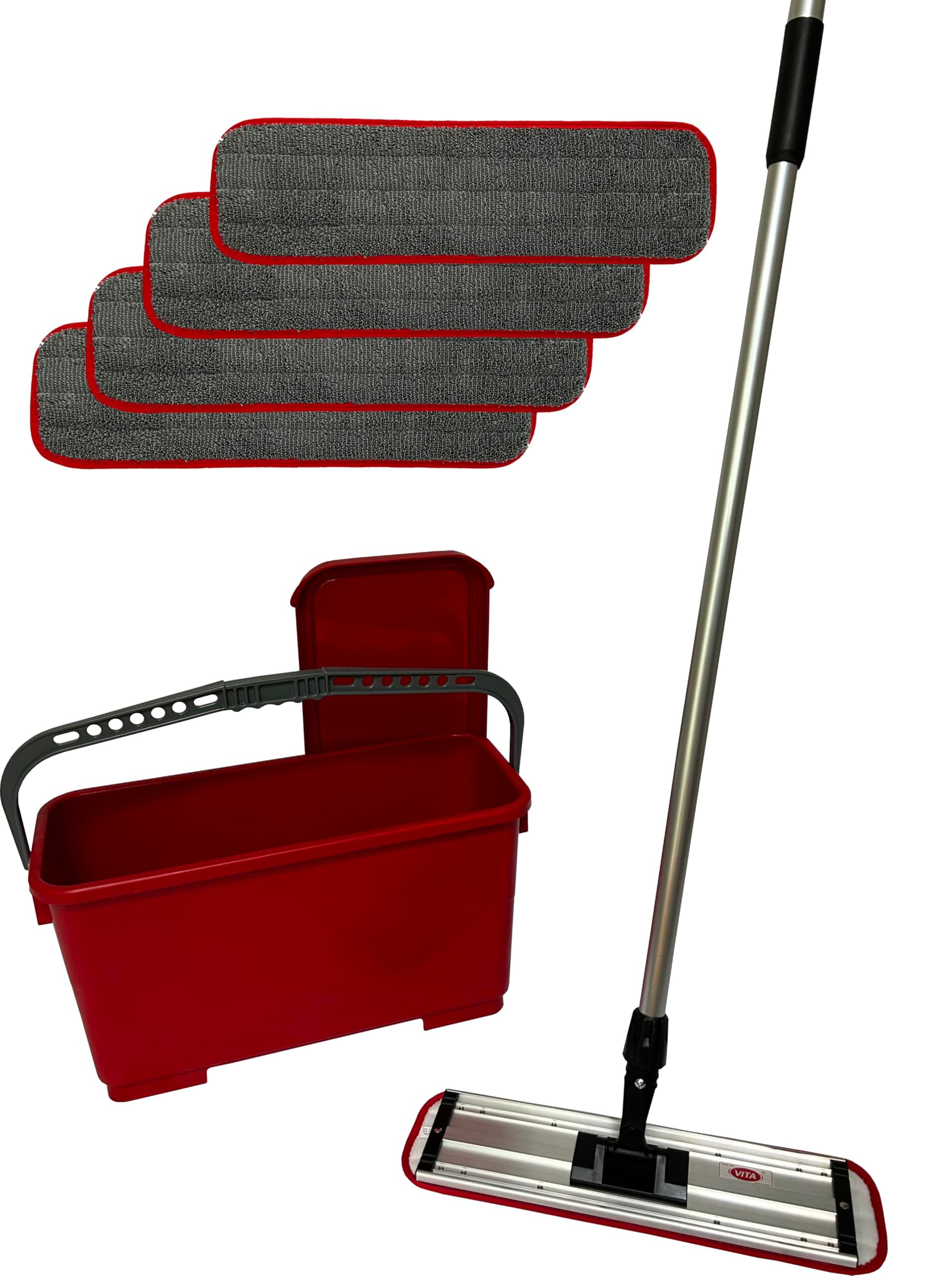 Premium Floor Wax Application Kit with 5 Microfiber Pads, Handle, and Bucket