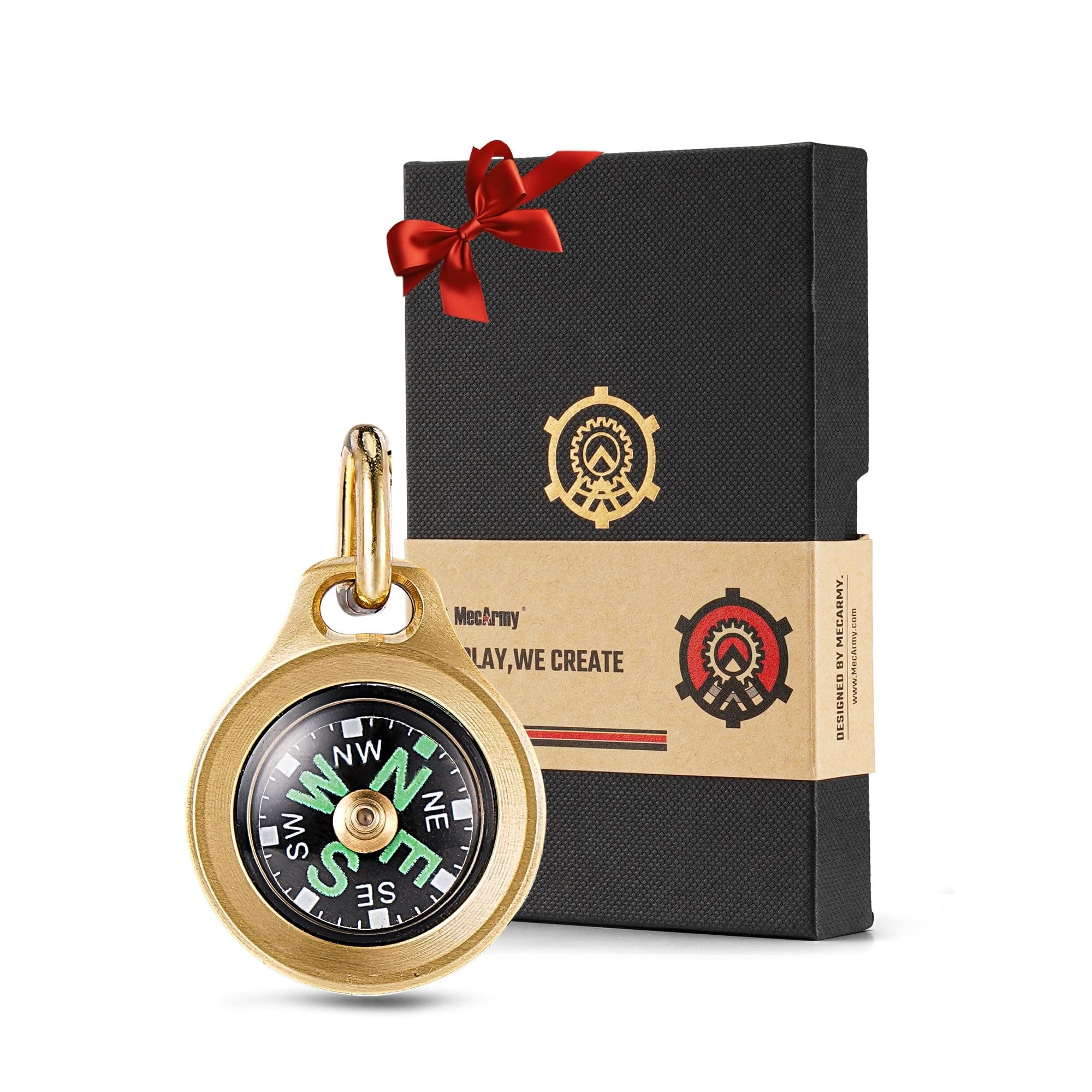 MecArmy CMP Titanium/Brass EDC Compass, Teardrop Shaped Design with Exquisite engrave, Fluorescence Glow in The Dark Max runtime of 6 Hours IPX5 Waterproof Free Beaded Chain Worn as Pendant