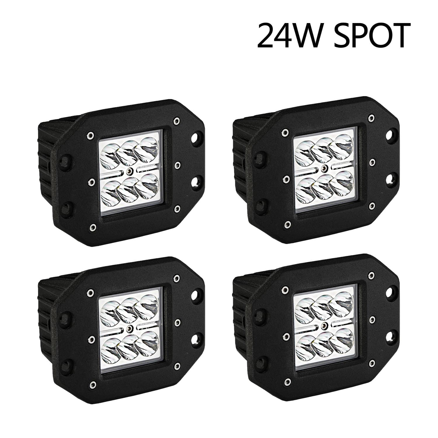 Lumitek 4X 24W LED Work Light Spot Beam Cube Light Driving Fog Lights Off Road Led Lights Flush Mount for Off-road Vehicle, ATV, SUV, UTV, 4WD