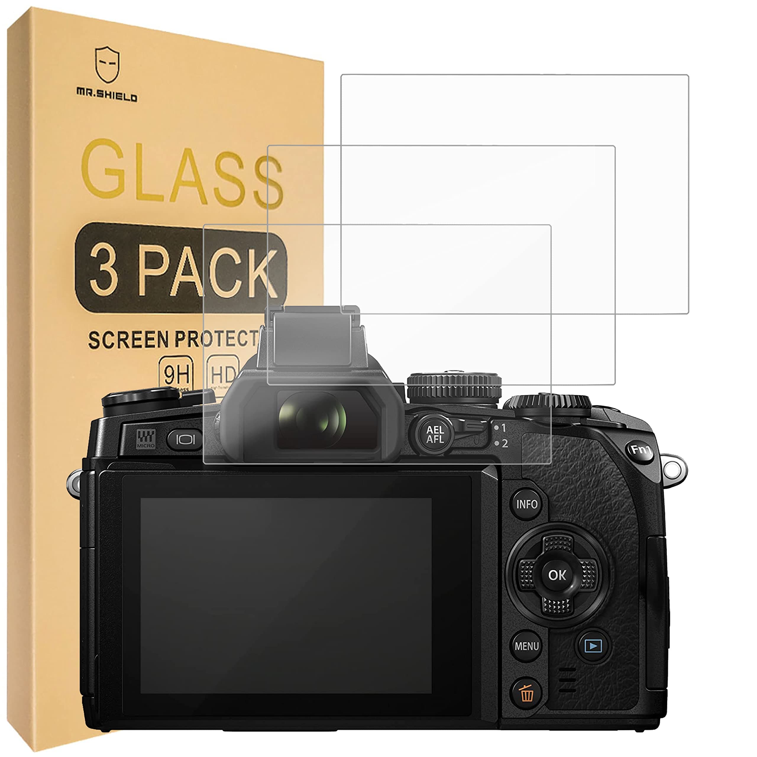 [3-Pack] Screen Protector For Olympus OM-D E-M1 MARK II/MARK III PEN-F E-P5 E-PL8 E-PL7 E-PL9 Camera [Tempered Glass] [Japan Glass with 9H Hardness] Screen Protector