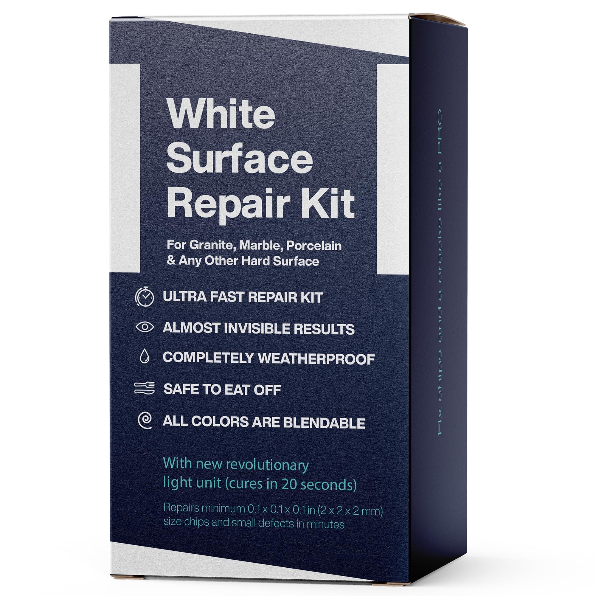 Quartz Countertop Repair Kit (Clear, White Acrylic & Dark White Color) - Ideal as Tile, Fiberglass, Bathtub, Ceramic Repair Kit I Works Great for Granite, Marble, Porcelain & Corian Surfaces