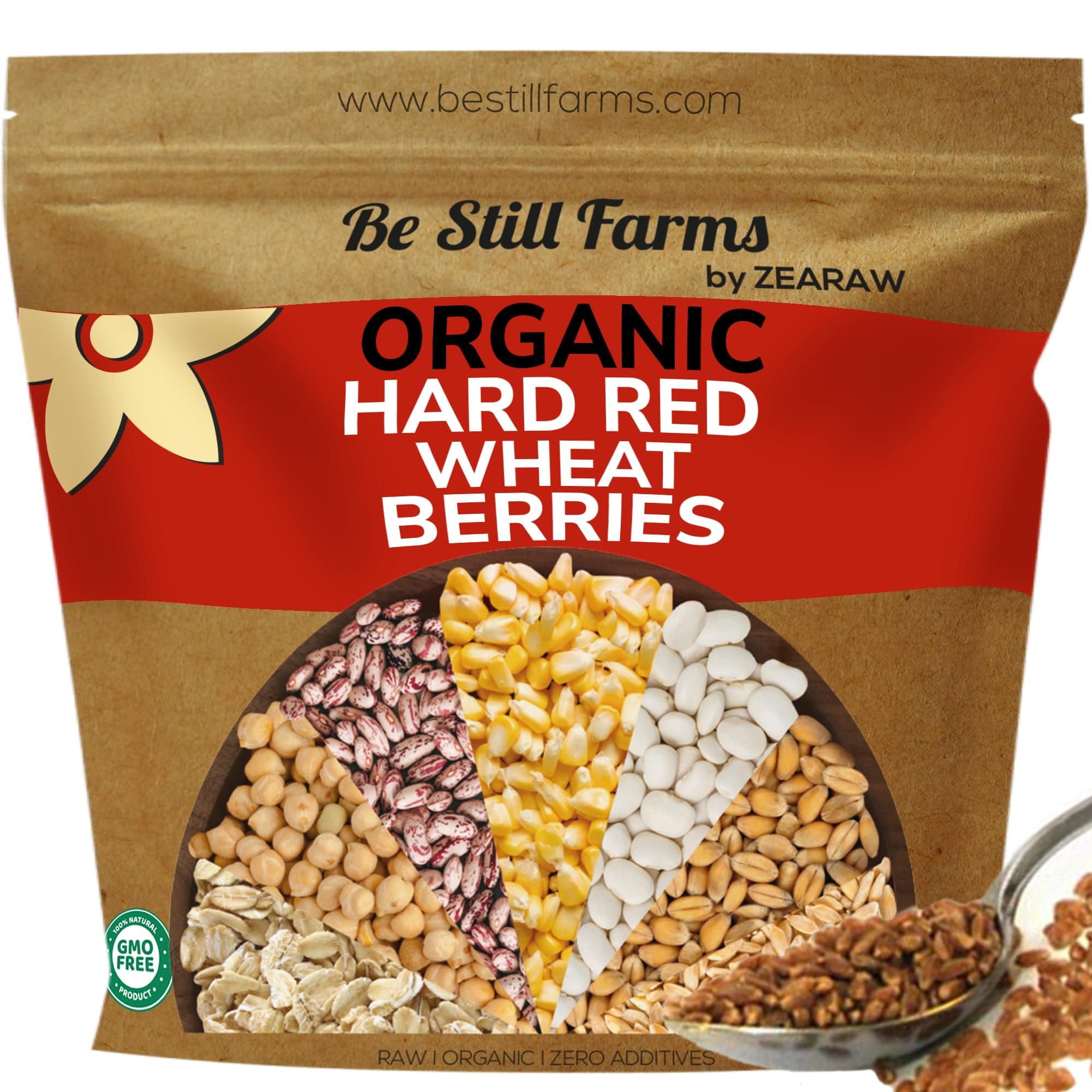 Be Still Farms Organic Hard Red Wheat Berries (4.8lb) - Healthy Diet Whole Grains Bulk - Ideal for Soups, Salads, Flour, Bread - High in Fiber & Protein | USA Grown | USDA Certified | Vegan | Non-GMO