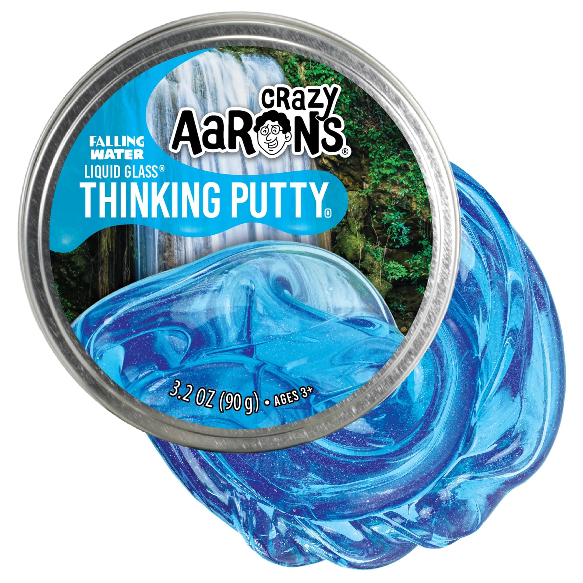 Thinking Putty Crazy Aaron'S Transparent Thinking Putty-4" Falling Water Liquid Glass Tin-90 Grams, Never Dries Out