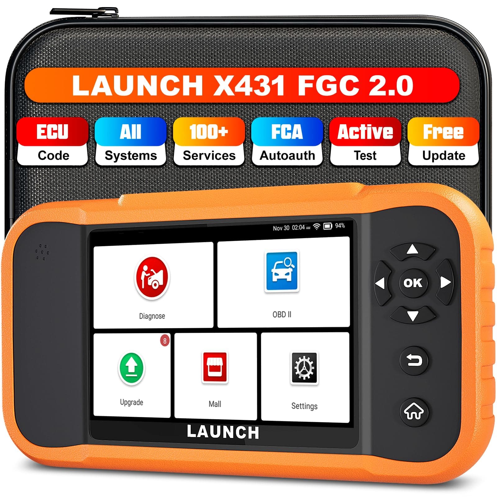 LAUNCH X431 Creader Elite 2.0 FGC OBD2 Scanner,ECU Code, Bi-Directional Scan Tool for Ford, for GM, for Chrysler,100+ Reset, Full System Diagnose, FCA AUTOAUTH, AUTOVIN, Lifetime Free Update