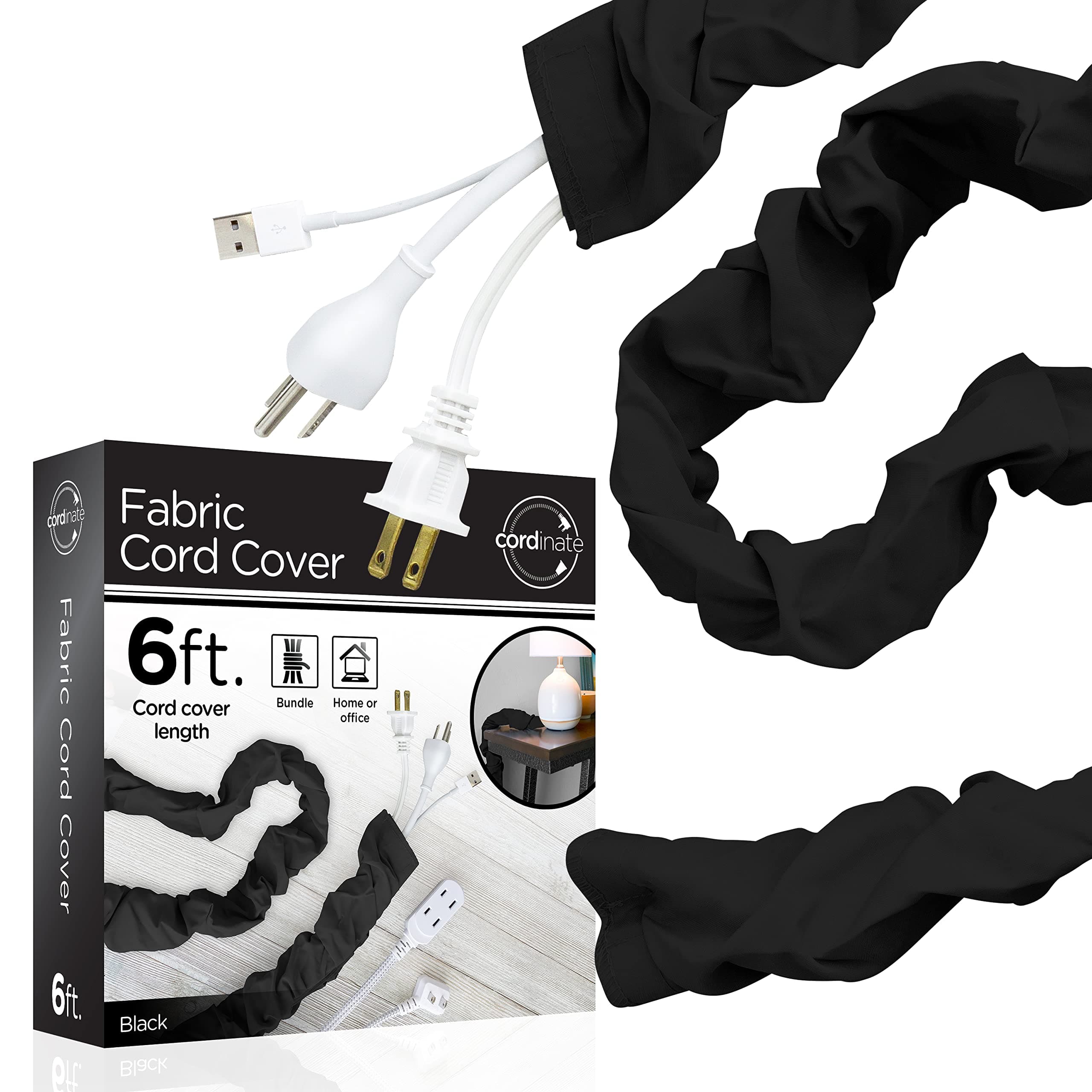 Cordinate Black Fabric Cord Cover