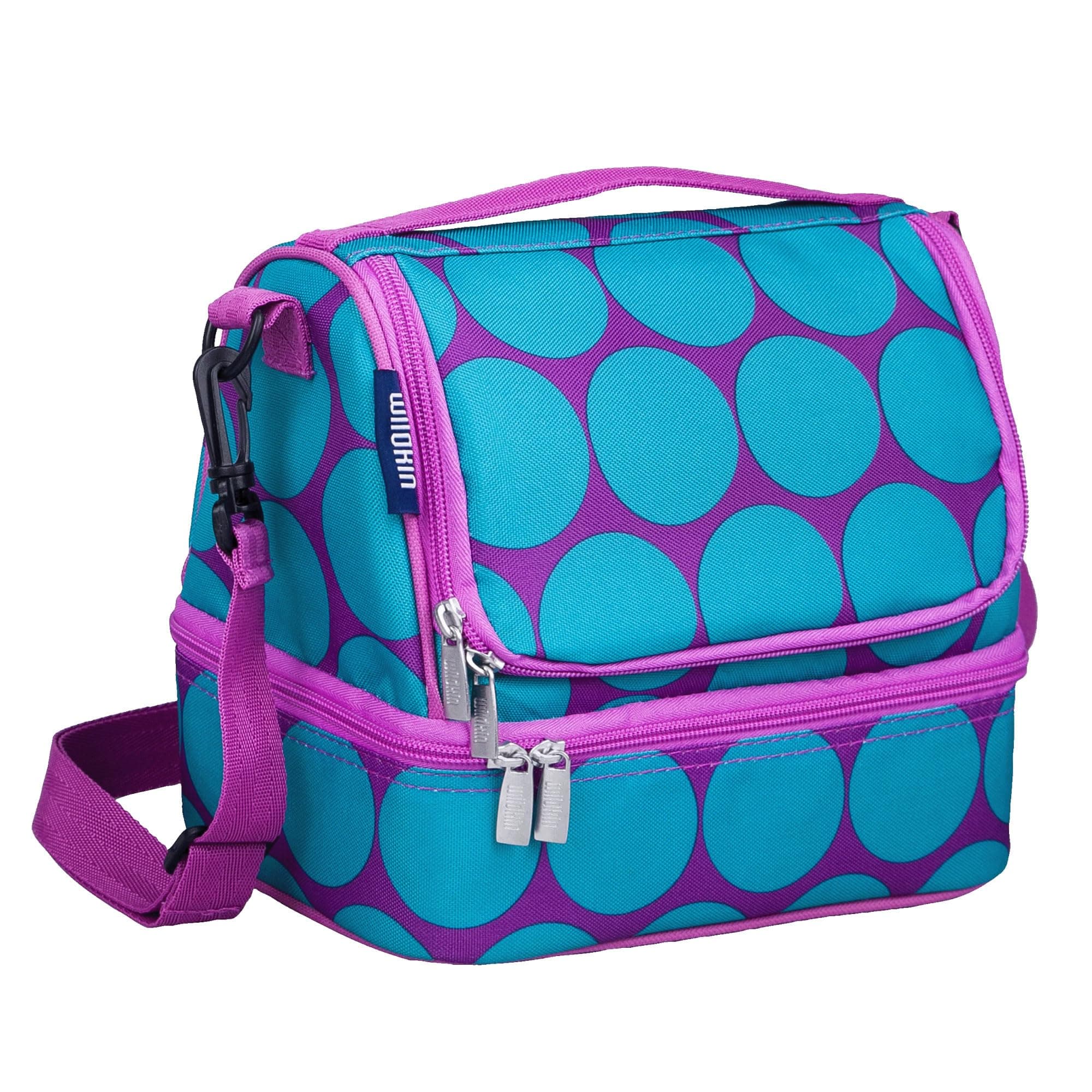 Children's Dual Compartment Lunch Bag Aqua Dots, Polyester, Blue, 23 x 16 x 21 cm
