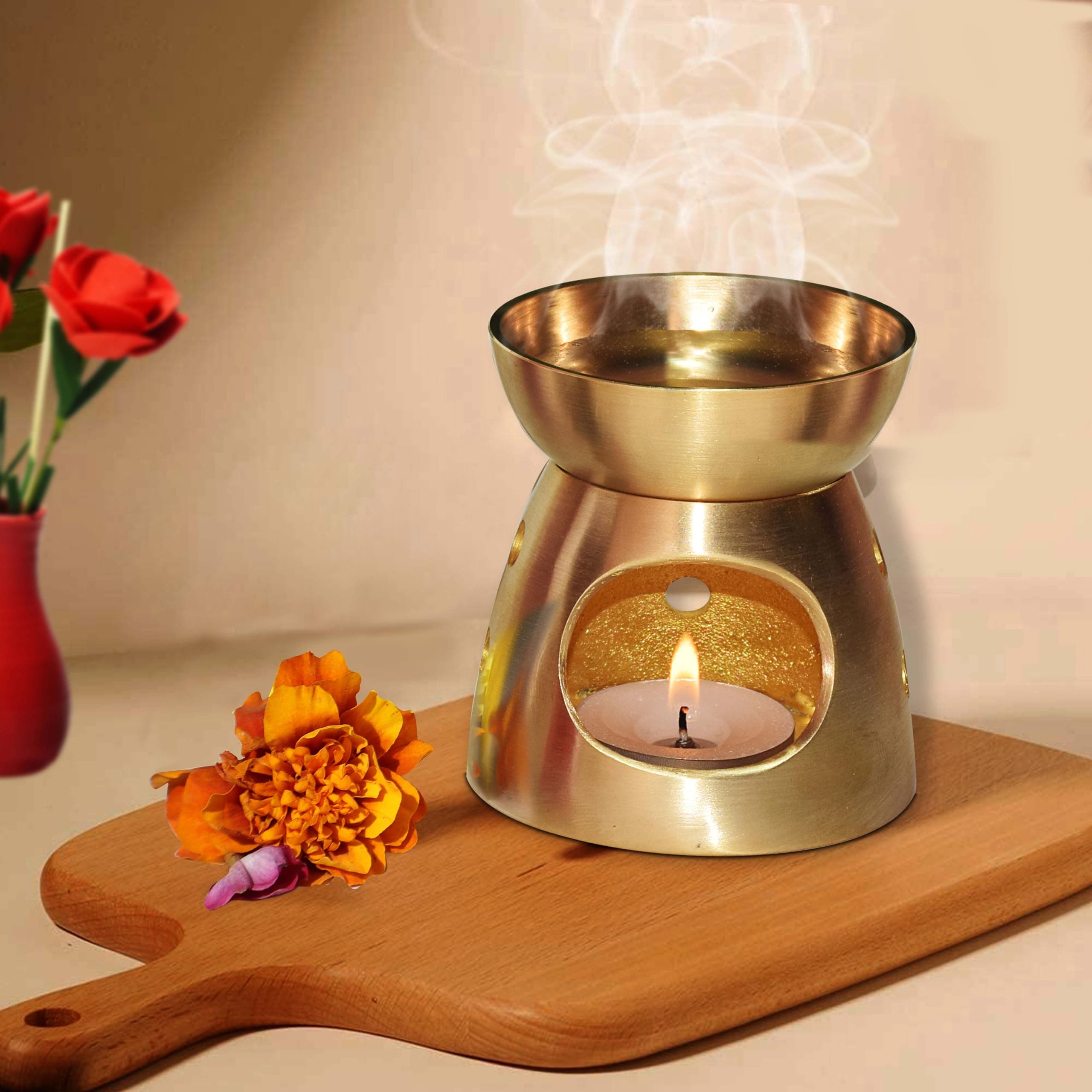 Oil Burner, Oil Diffuser, Made by Solid Brass, Coming with 1 Tea Light Candle.