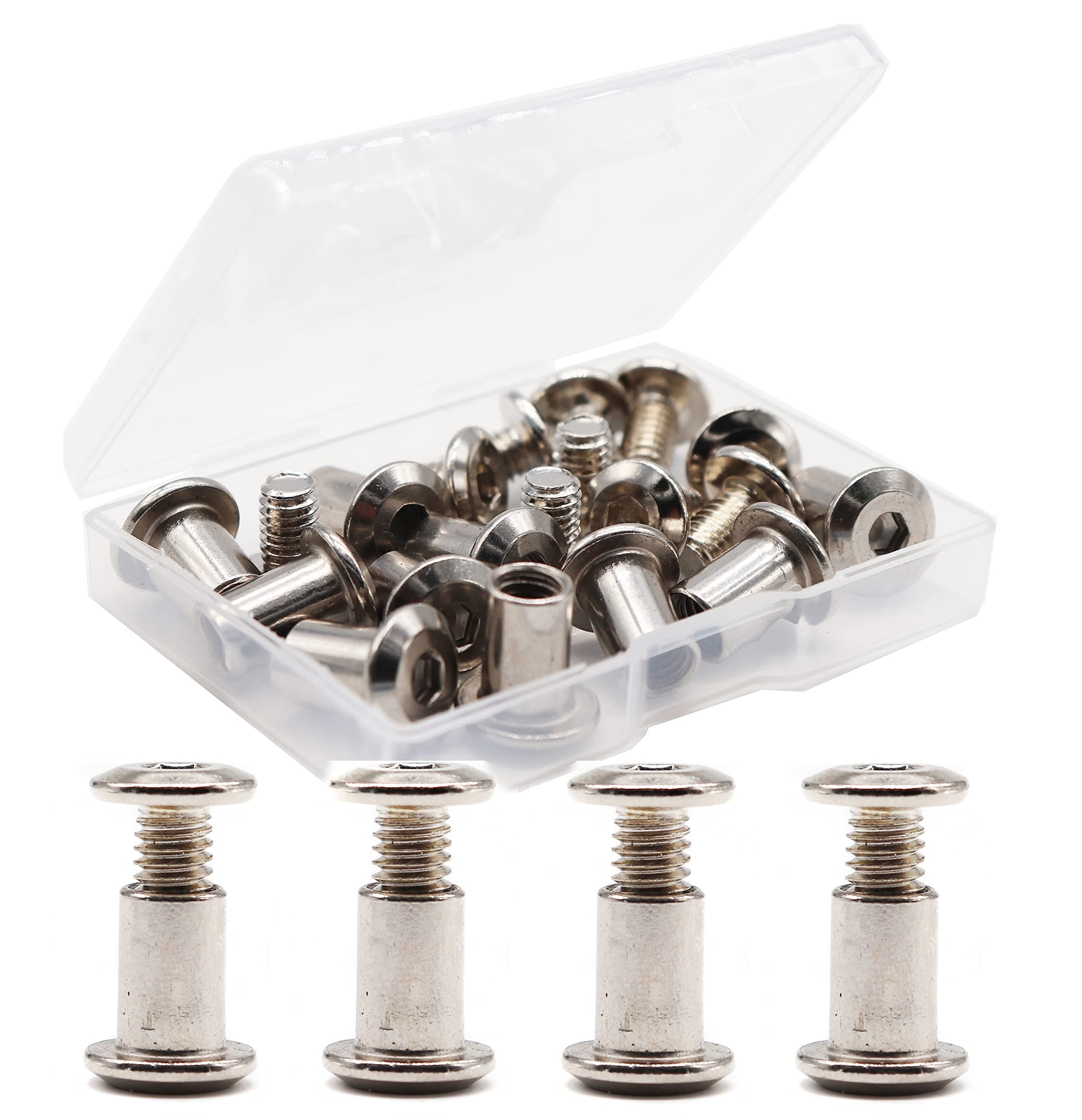 binifiMux 10-Pack M6 x 10mm Rivet Hex Socket Head Cap Connecting Bolt and Barrel Nut for Furniture