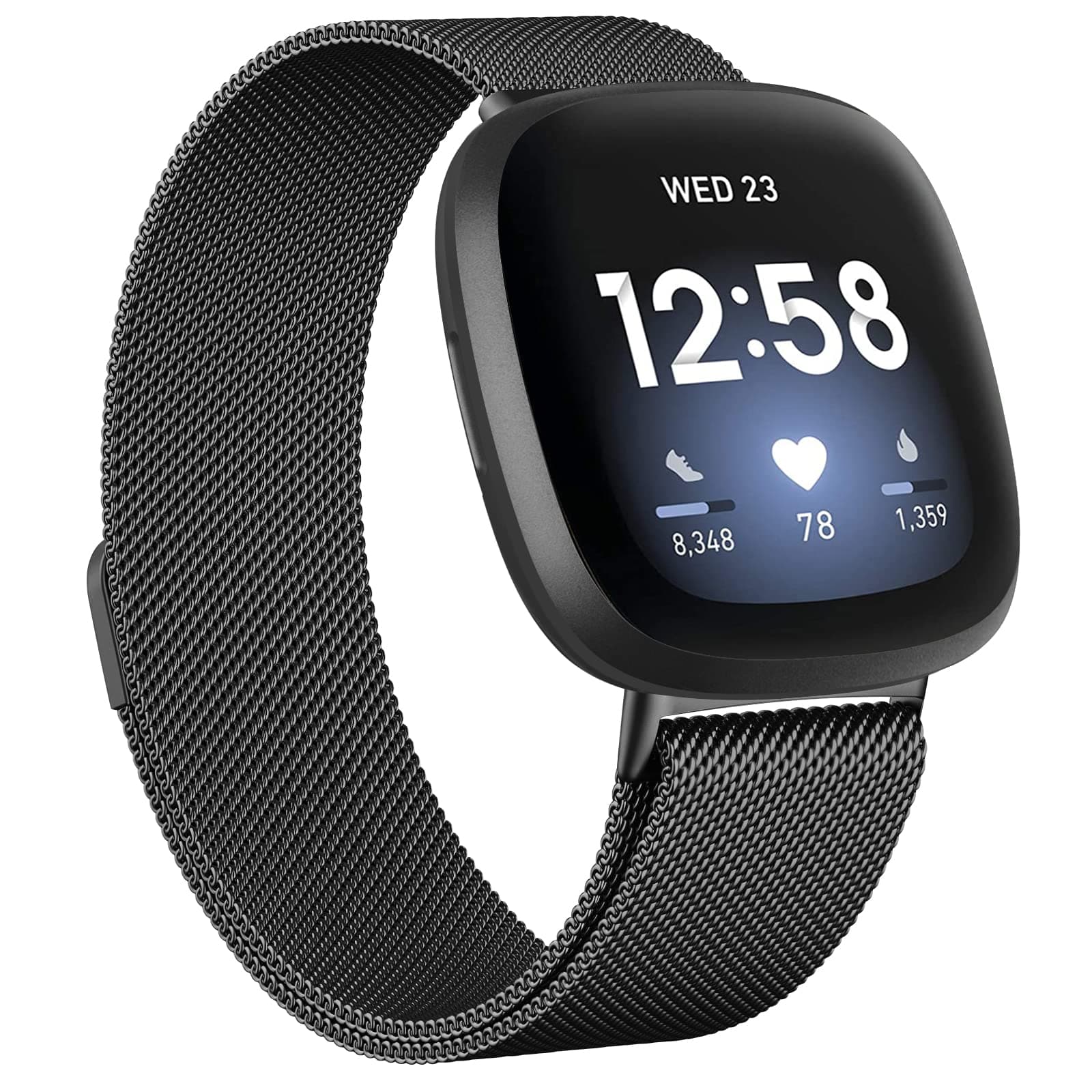 Metal Bands Compatible with Fitbit Versa 4/Sense 2/Versa 3/Sense, Women Men Adjustable Bracelet Strap Stainless Steel Replacement Wristband for Fitbit Versa Smart Watch