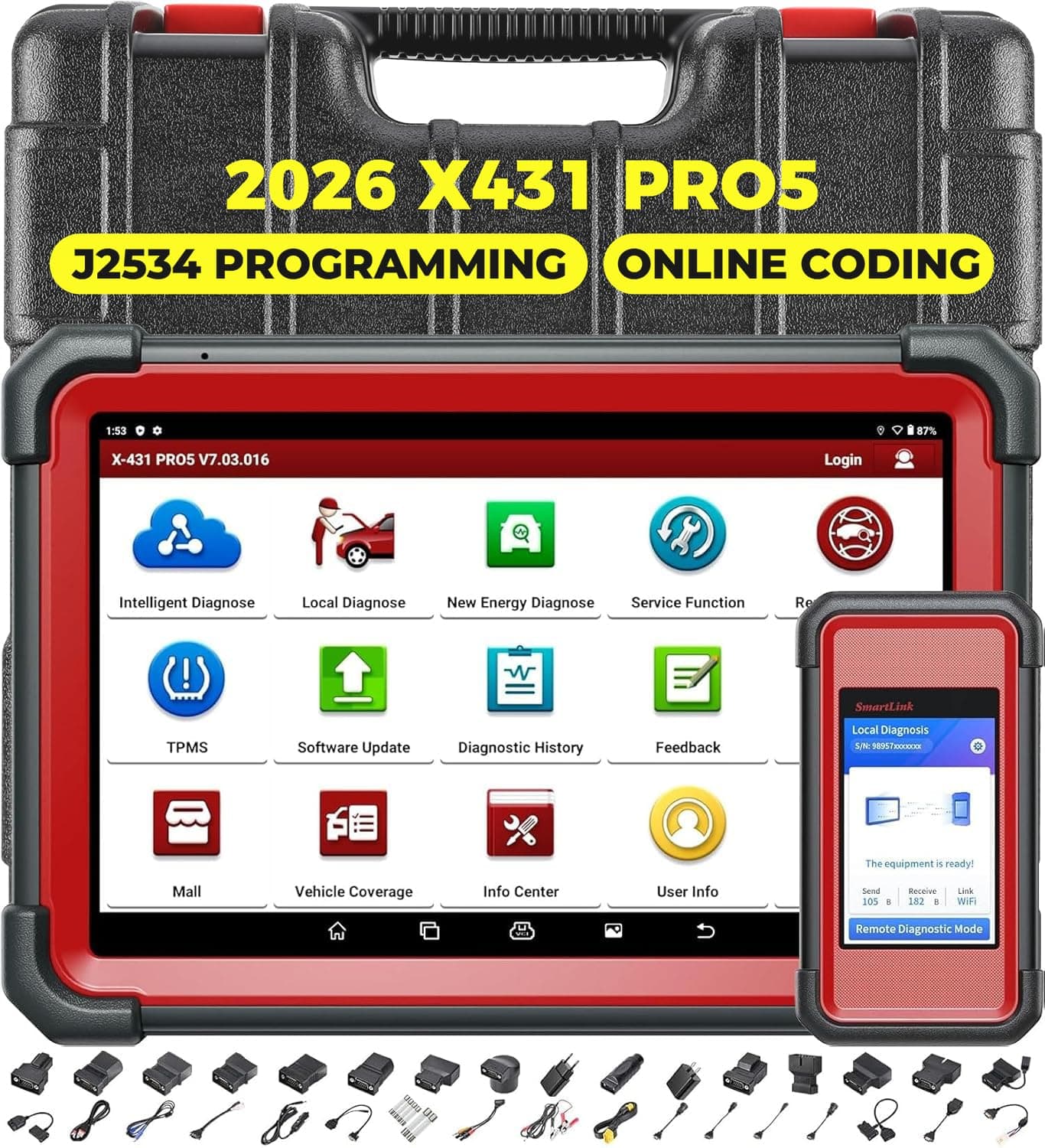 - LAUNCH X431 PRO 5 obd2 Diagnostic Scan Tool J2534 Reprogramming Tool ECU Online Coding with 50+ Services X431 V+ Bi-Directional Diagnostic Scanner with SmartBox 3.0 CANFD & DOIP 2 Year Update