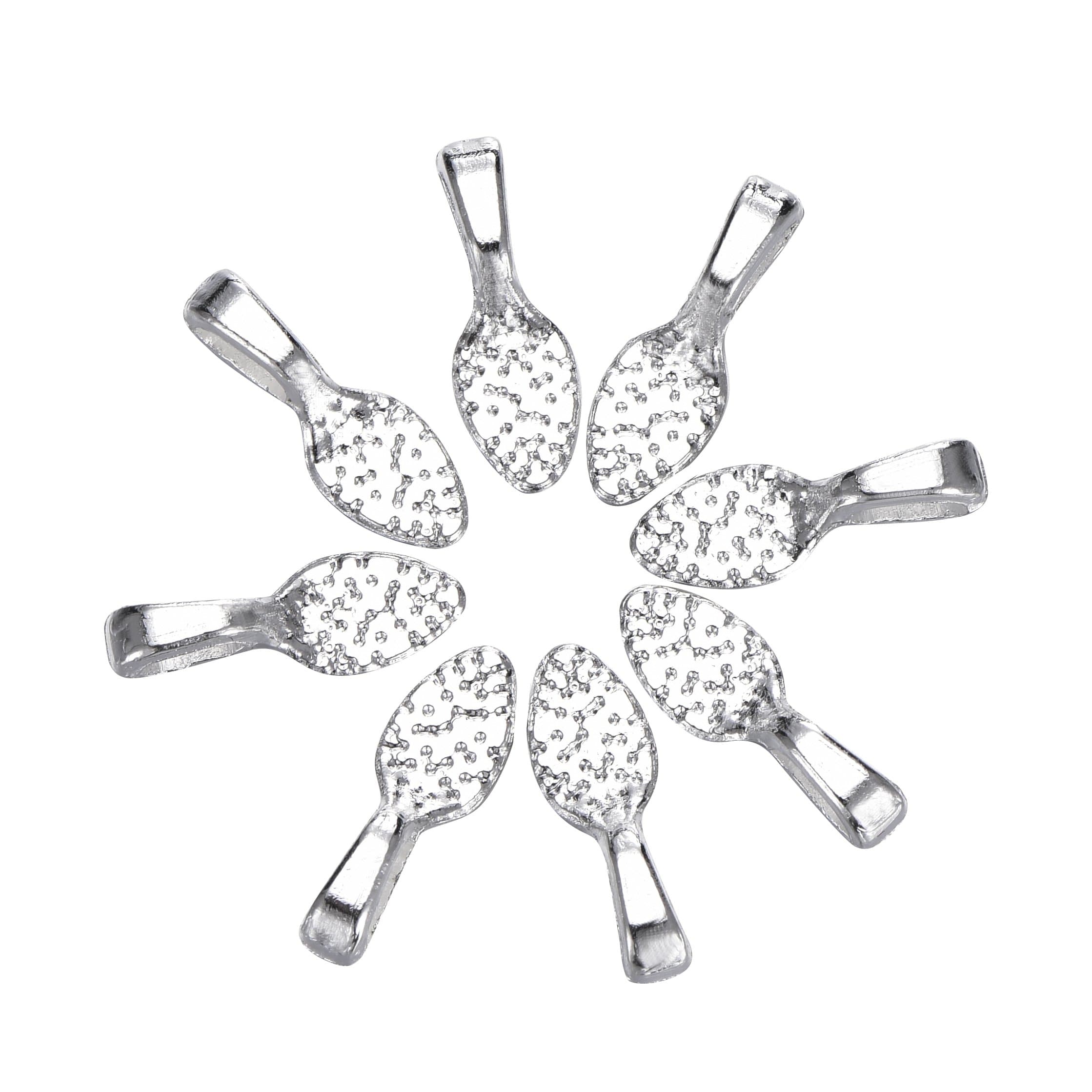 180 Pcs Oval Scrabble Glue On Earring Bails For Fitting Glass Tiles Pendants For DIY Making 15x5mm(#180pcs)