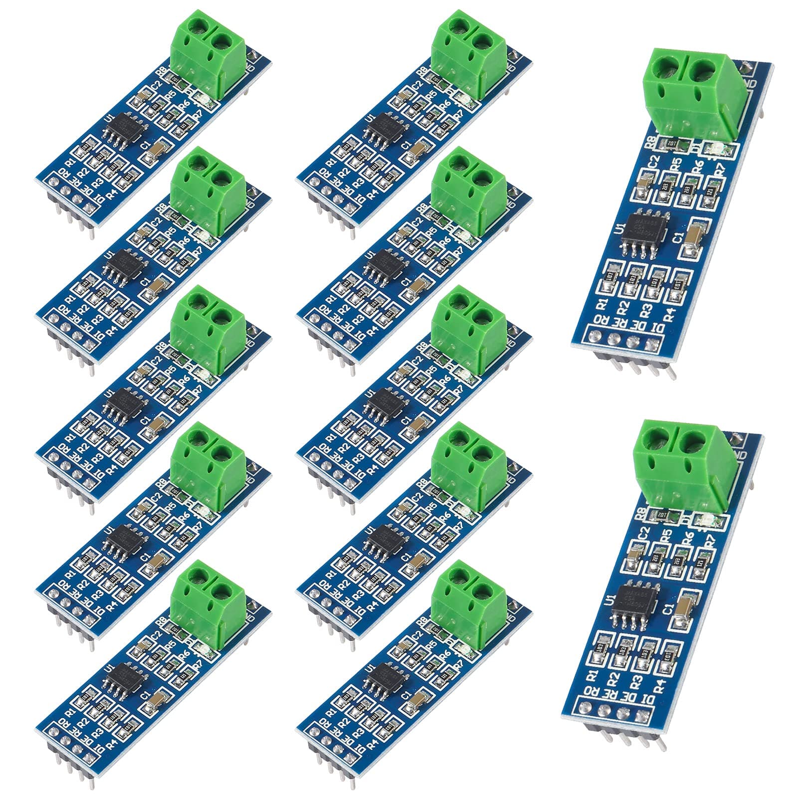 12Pcs MAX485 RS485 Transceiver Module TTL UART Serial to RS485 Instrument Interface Module Max458 Chip RS-485 Communication Transceiver 5V SCM Development Accessories Board for Ardu ino Raspberry Pi