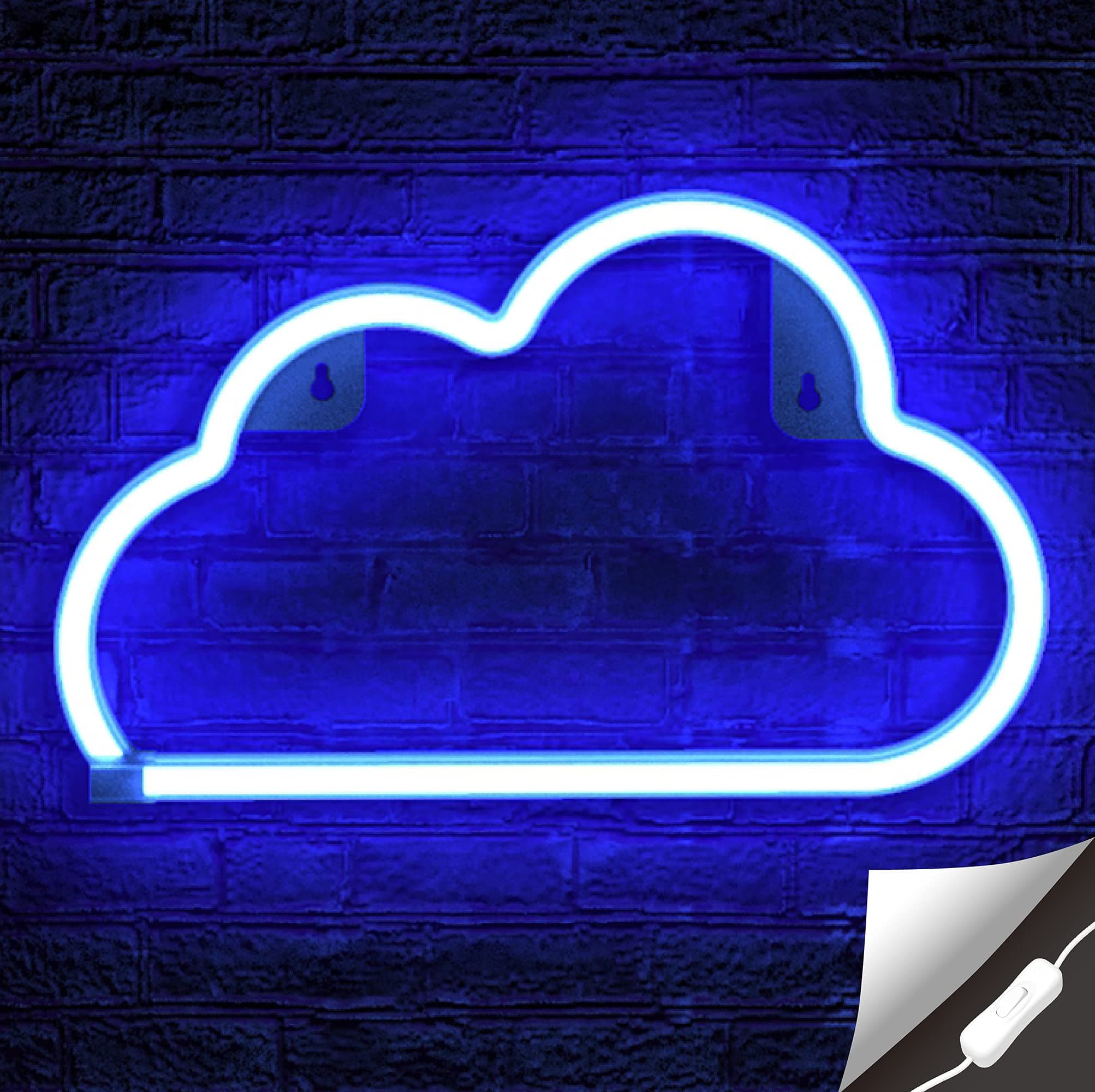 Lumoonosity Cloud Neon Sign, USB Powered Blue Cloud Neon Light with On/Off Switch, Cloud Led Sign for Wall Decor, Aesthetic Hanging Neon Signs, Neon Lights for Bedroom, Living Room, Gaming Room Setup