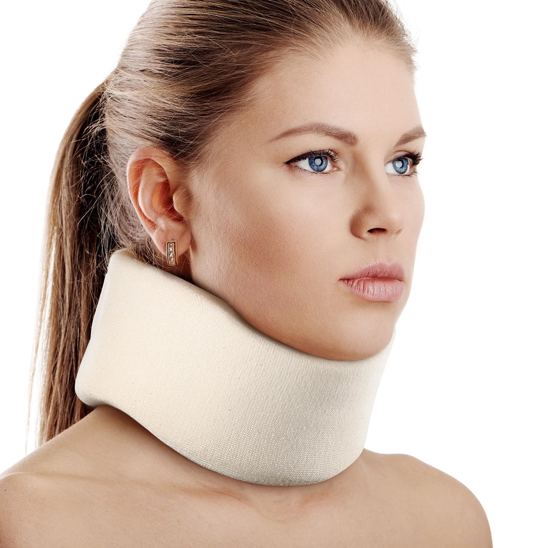 Soft Foam Neck Brace Universal Cervical Collar, Adjustable Neck Support Brace for Sleeping - Relieves Neck Pain and Spine Pressure, Neck Collar After Whiplash or Injury (2.5" Depth Collar, L)