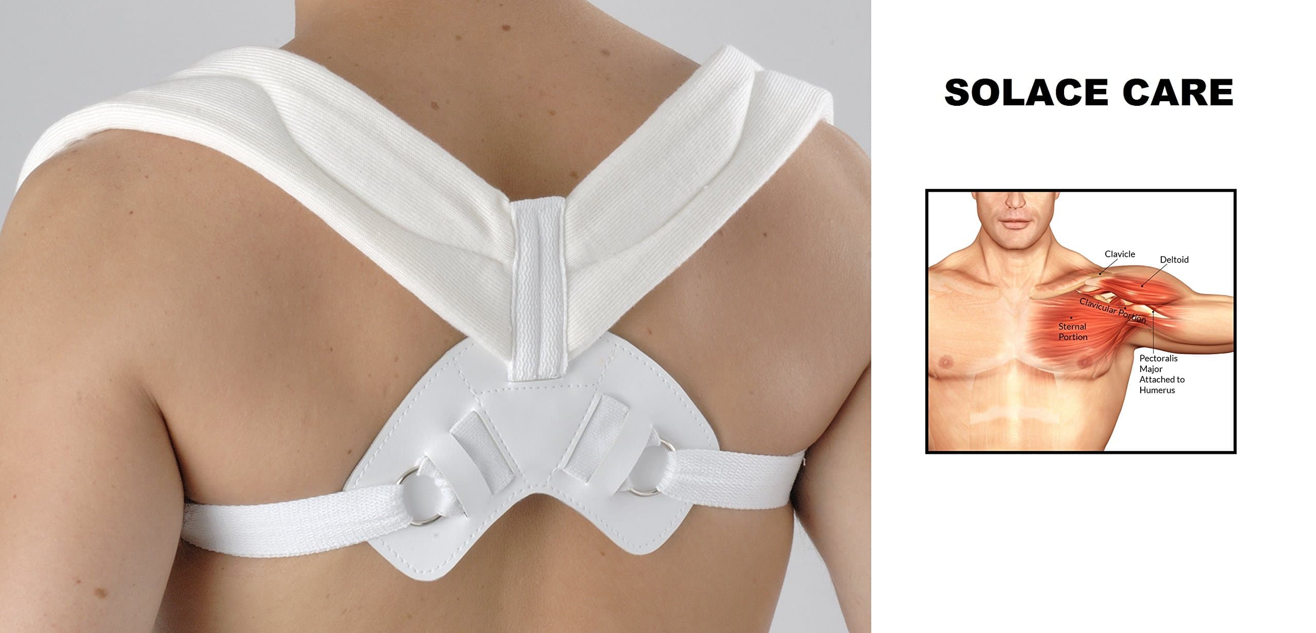 Adjustable Clavicle Posture Support Solace Care (L, White)