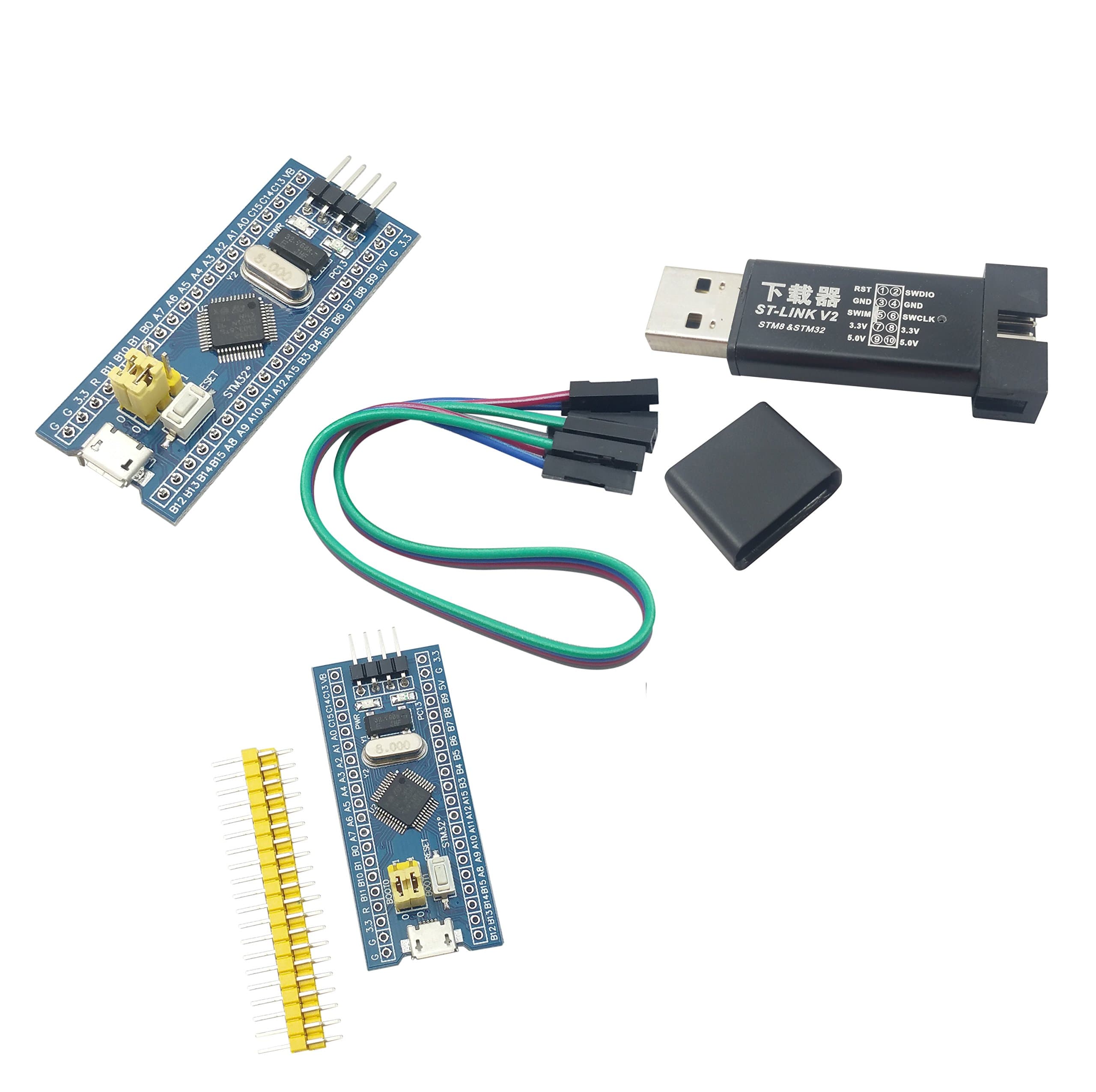 initeq] STM32 ARM STM32F103C8T6 Blue Pill Minimum System Development Board with ST-Link V2 USB Programmer (2-Pack + ST-Link V2)