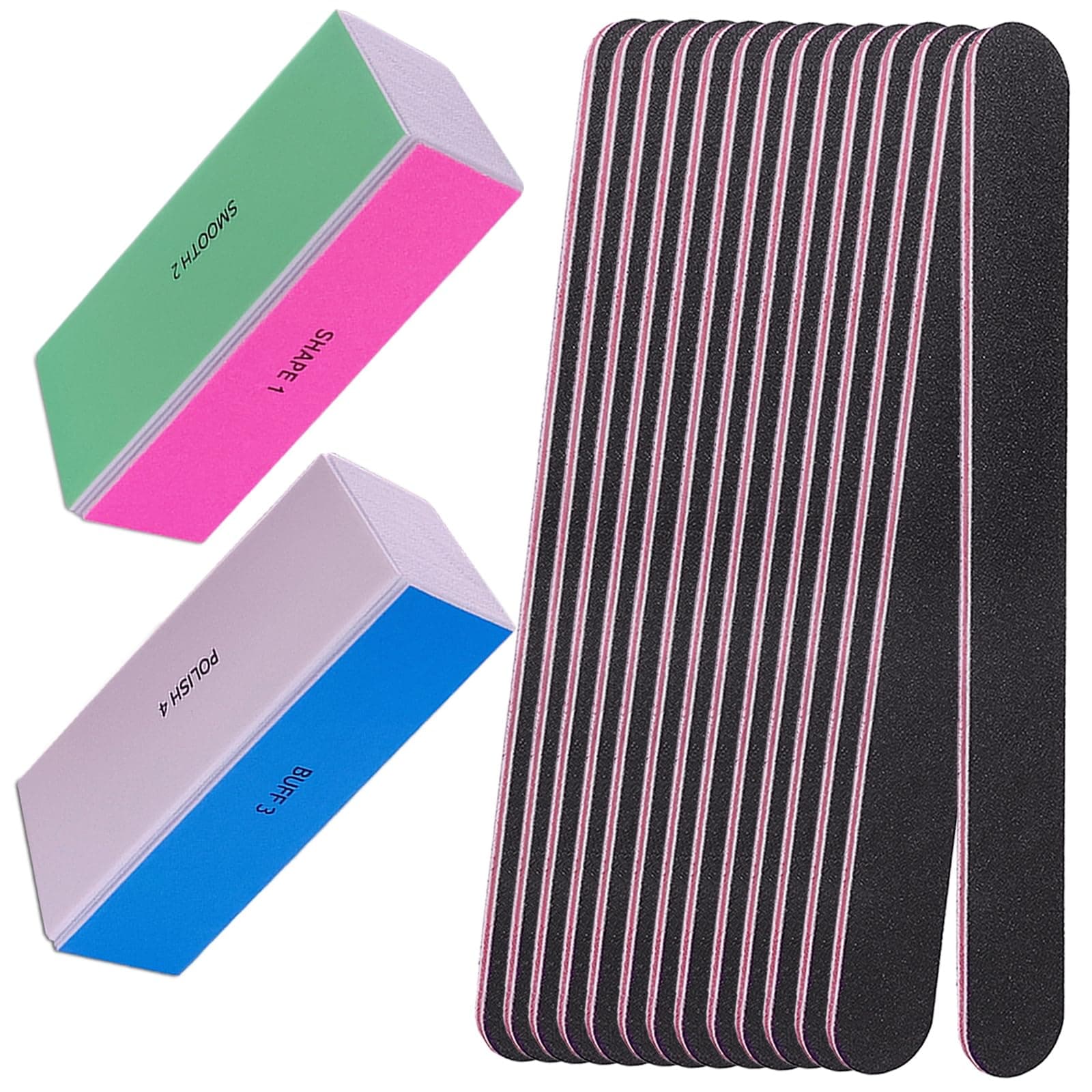 Nail Files for Natural Nails, Nail File and Buffer Set Professional 4 Way Nail Buffers Shine Kit Manicure Supplies Filer Filing Polishing 120/240/600/6000 Grit for Shinning Buff Nail Care