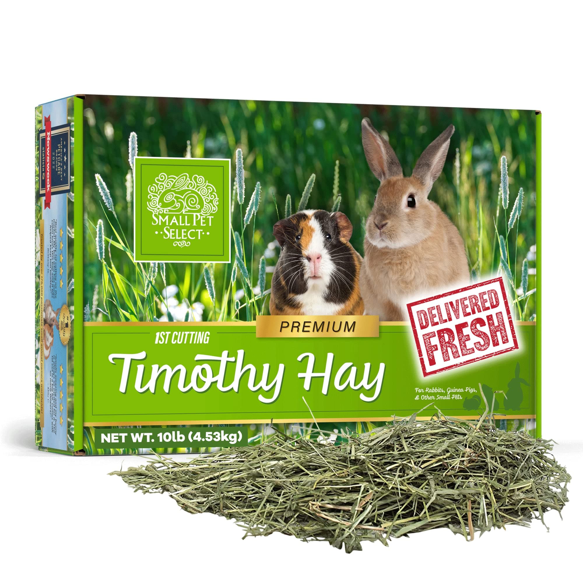 Small Pet Select 1st Cut Timothy Hay Pet Food for Rabbits, Guinea Pigs, and Other Small Animals, Easy to Store Box, 10 LB