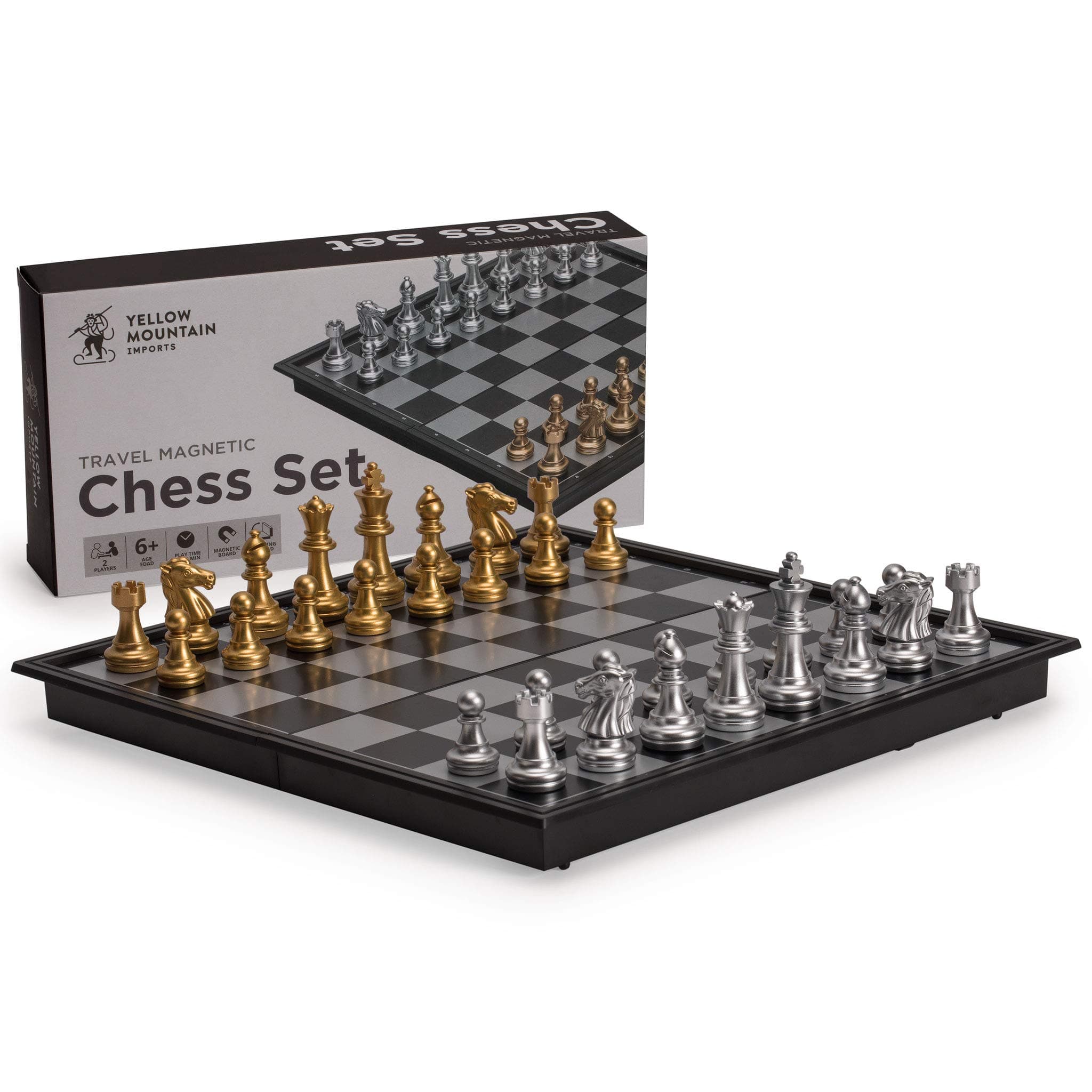 Yellow Mountain Imports Travel Magnetic Chess Set (25 centimeters) - Folding and Portable Board Game