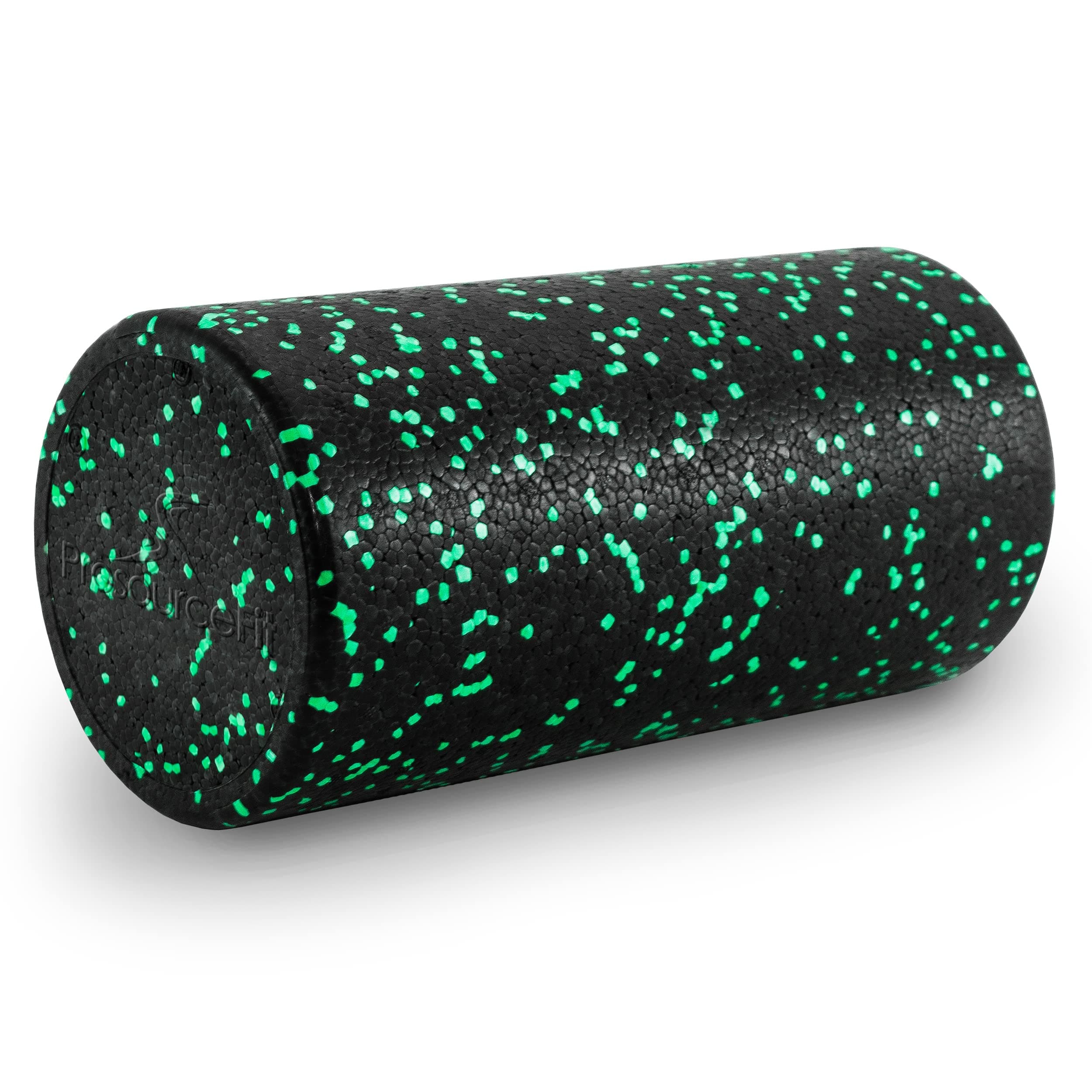 ProsourceFit High Density Foam Rollers 12 - inches long, Firm Full Body Athletic Massage Tool for Back Stretching, Yoga, Pilates, Post Workout Muscle Recuperation, Black/Green