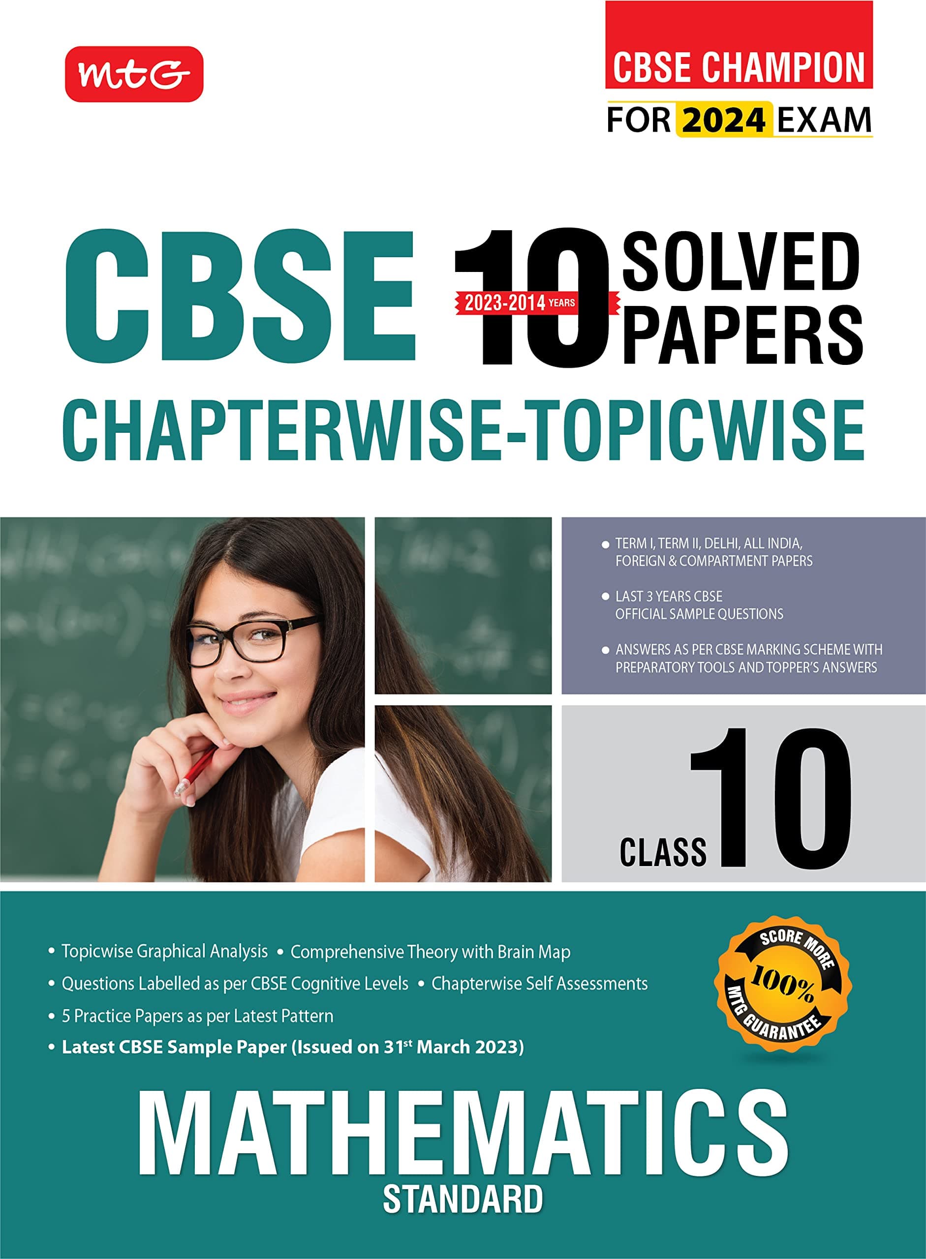 MTG CBSE 10 Years Chapterwise Topicwise Solved Papers Class 10 Mathematics Standard Book - CBSE Champion For 2024 Exam | CBSE Question Bank With ... Pattern) [Paperback] MTG Editorial Board MTG