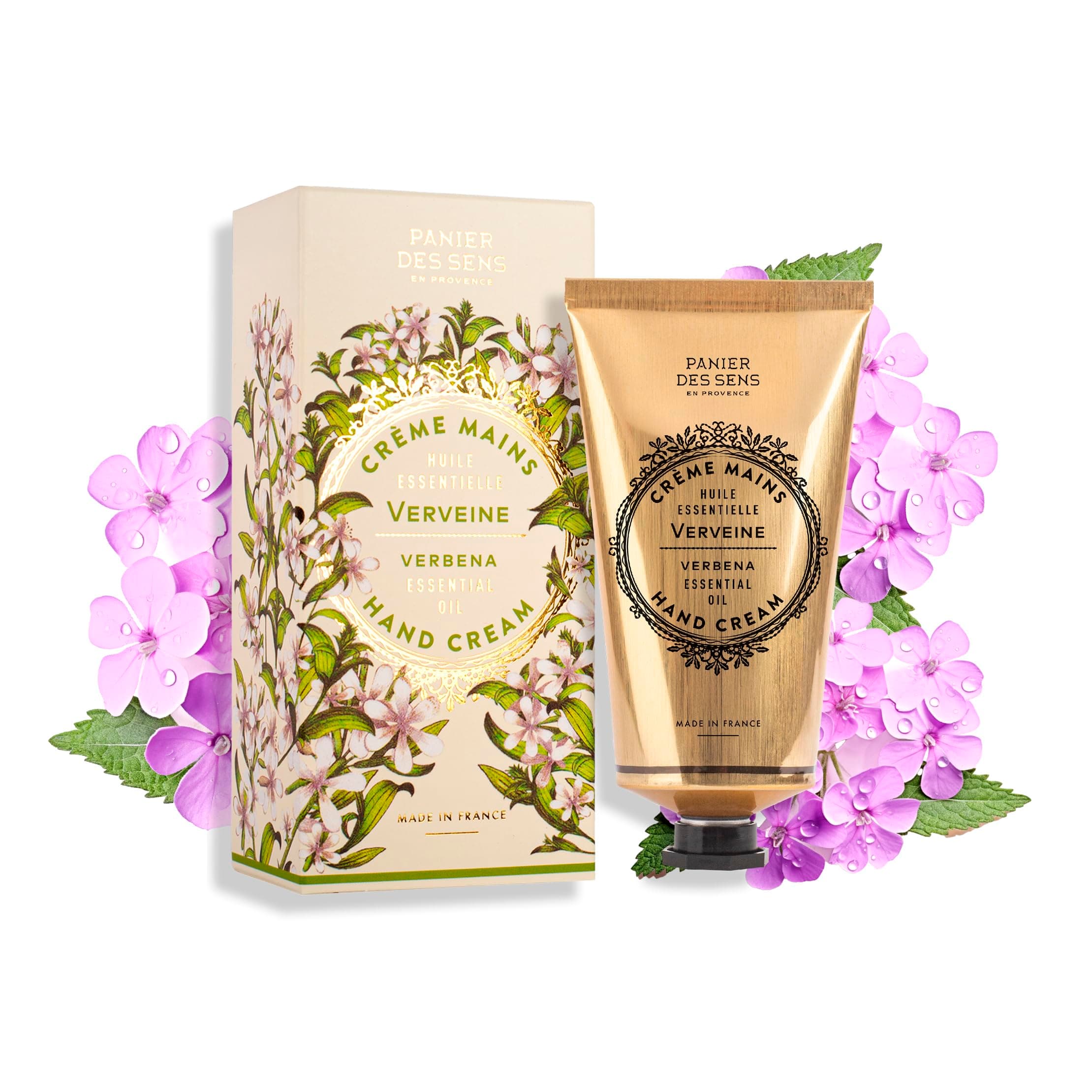 Verbena Hand Cream - Nourishing Shea Butter Hand Cream for Dry Cracked Hands 97% Natural Ingredients - Dermatologically Tested Hand Lotion for Woman Made in France, 2.5 fl oz