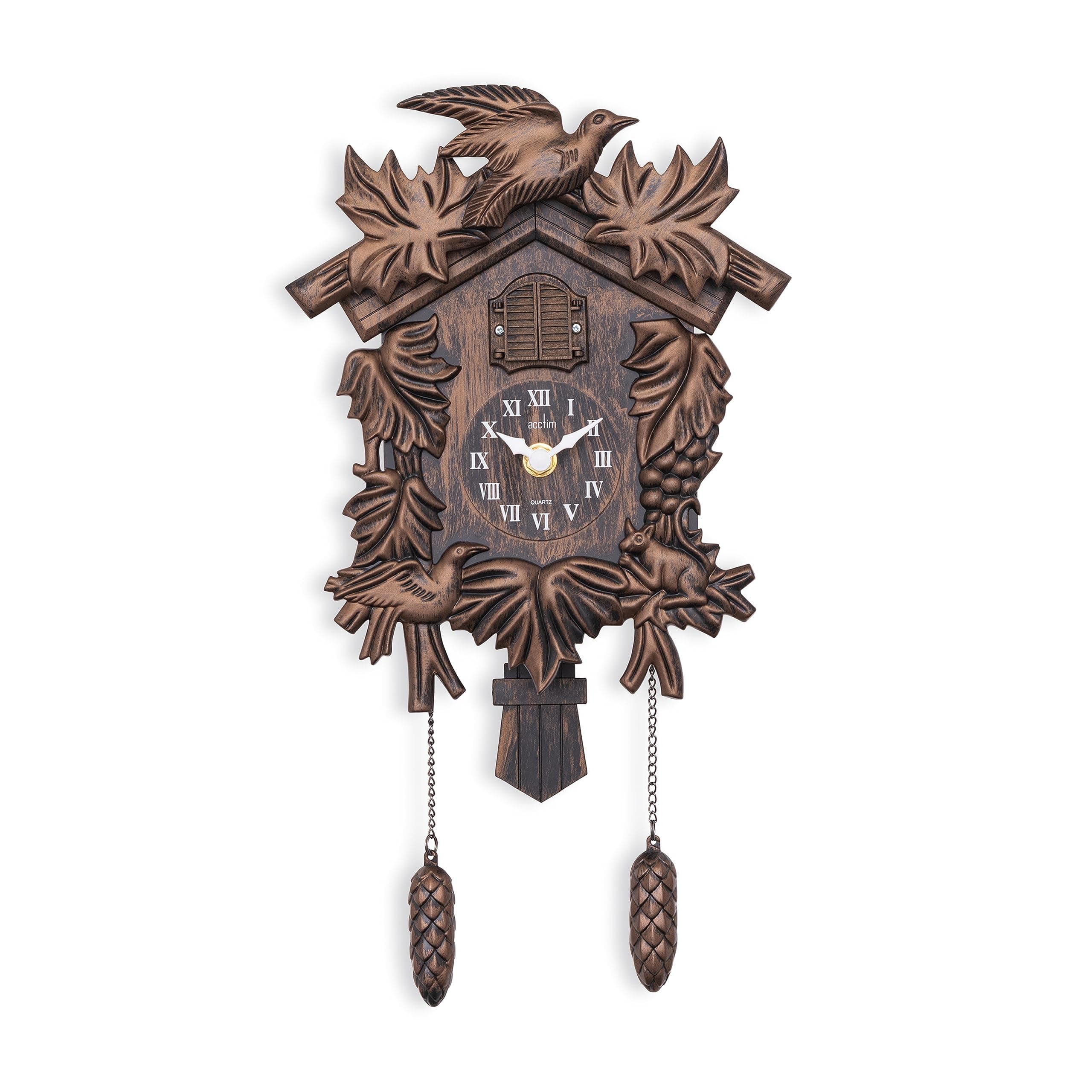 Hamburg Cuckoo Pendulum Wall Clock, Black Brown
