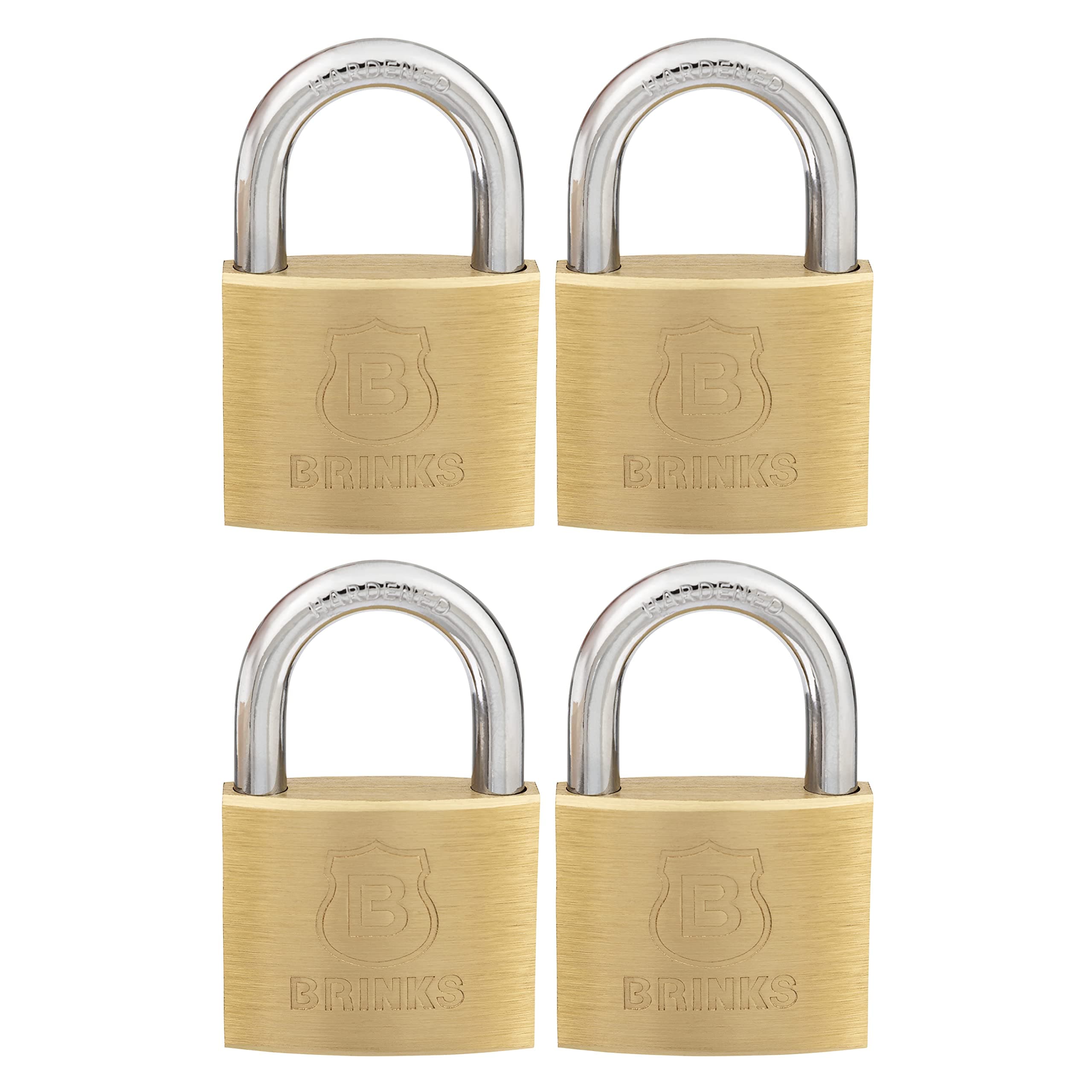 40mm Solid Brass Keyed Padlock with 7/8” Shackle Clearance, 4-Pack - Chrome Plated with Hardened Steel Shackle, (171-40401)