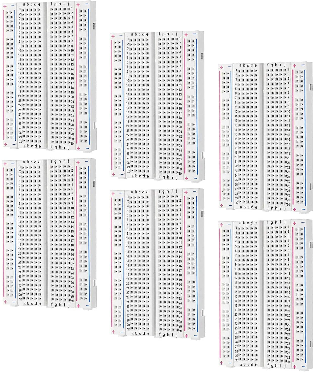 6Pcs Solderless Breadboard 400 Points Electronic Breadboard 2 Power Rail Universal Prototype Arduino Small Board for DIY Arduino Proto Raspberry Rasp Pi Project Distribution Connecting Blocks