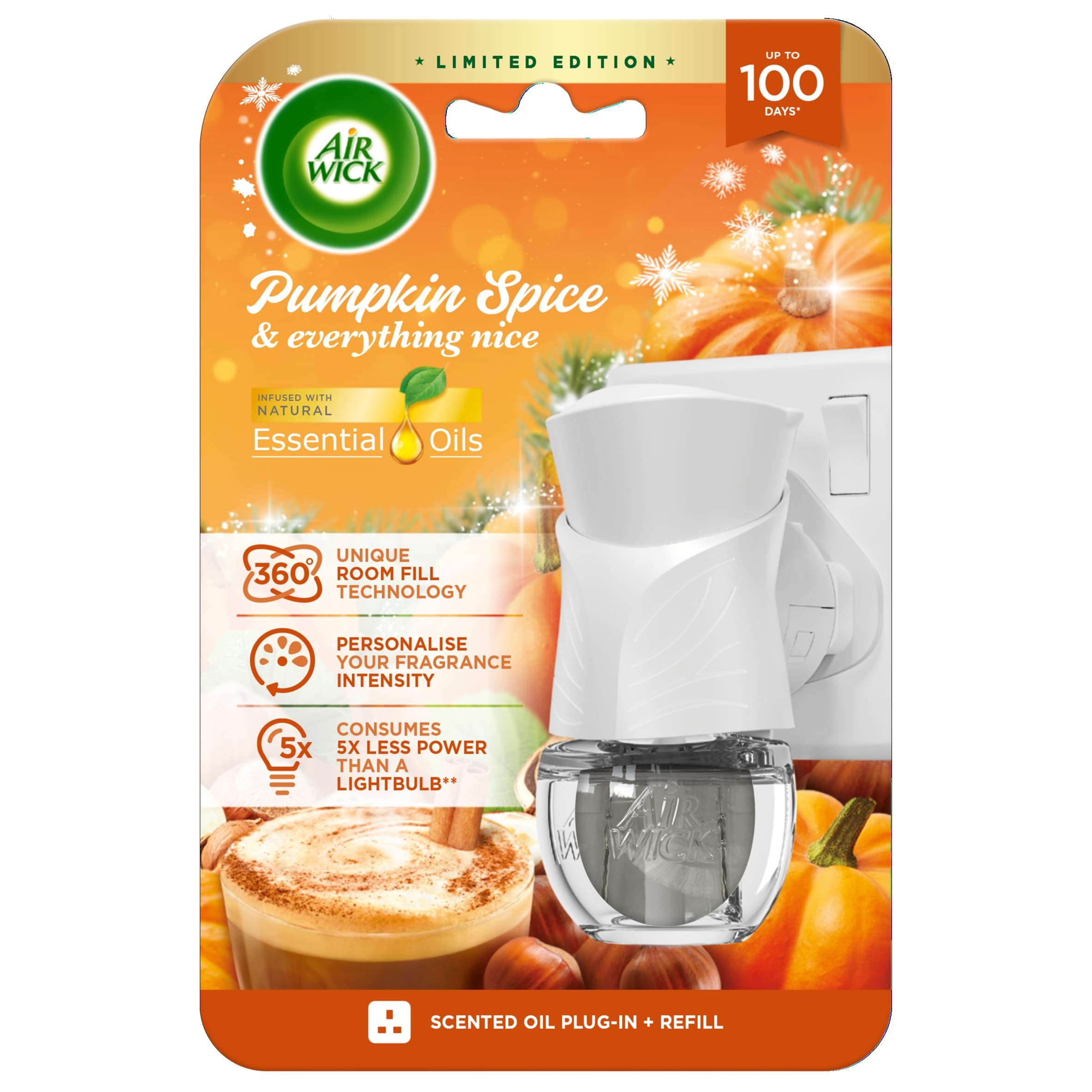 Pumpkin Spice & Everything Nice|Electrical Plug in Kit Gadget and Refill | 1 x 19ml | Infused with Natural Essential Oils