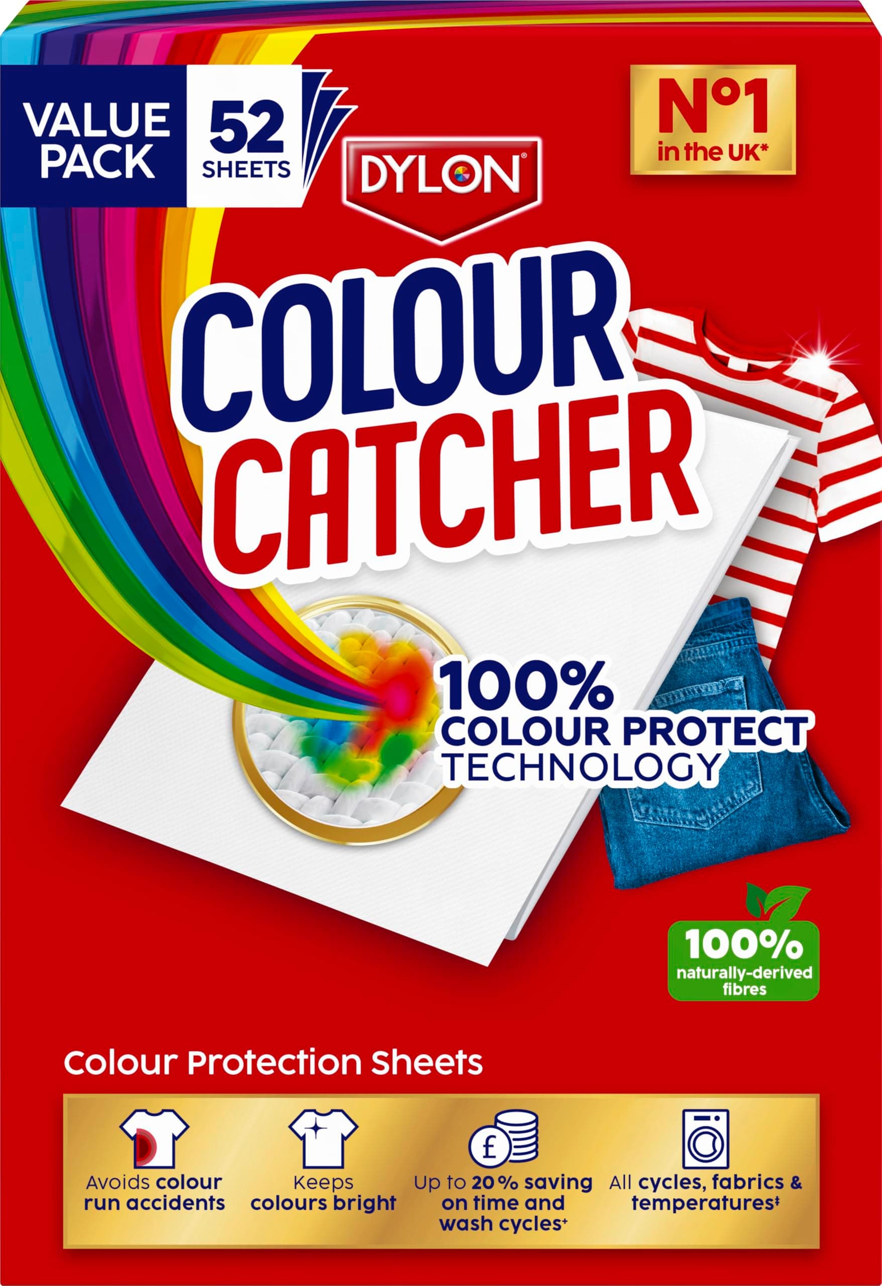 – Protection Sheets (1 pack x 52 sheets), Catcher Sheets for Mixed Colour Washes to Avoid Colour Run Accidents, Made of 100% Naturally-Derived & Biodegradable Fibres