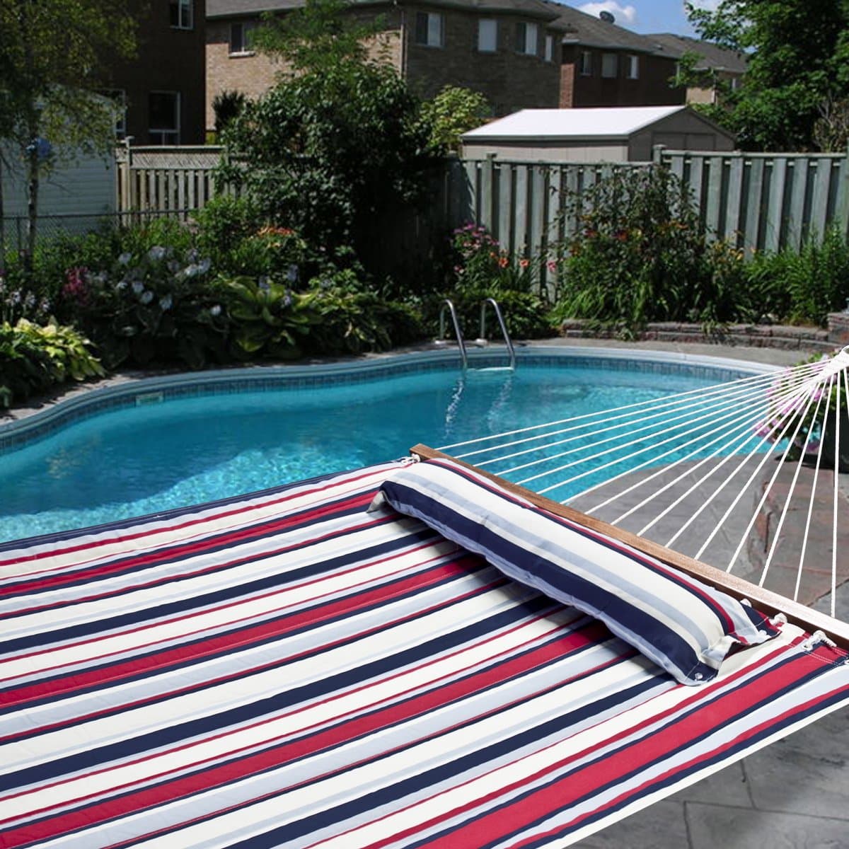 Green Rope Double Hammock w Spreader Bars - Polyester