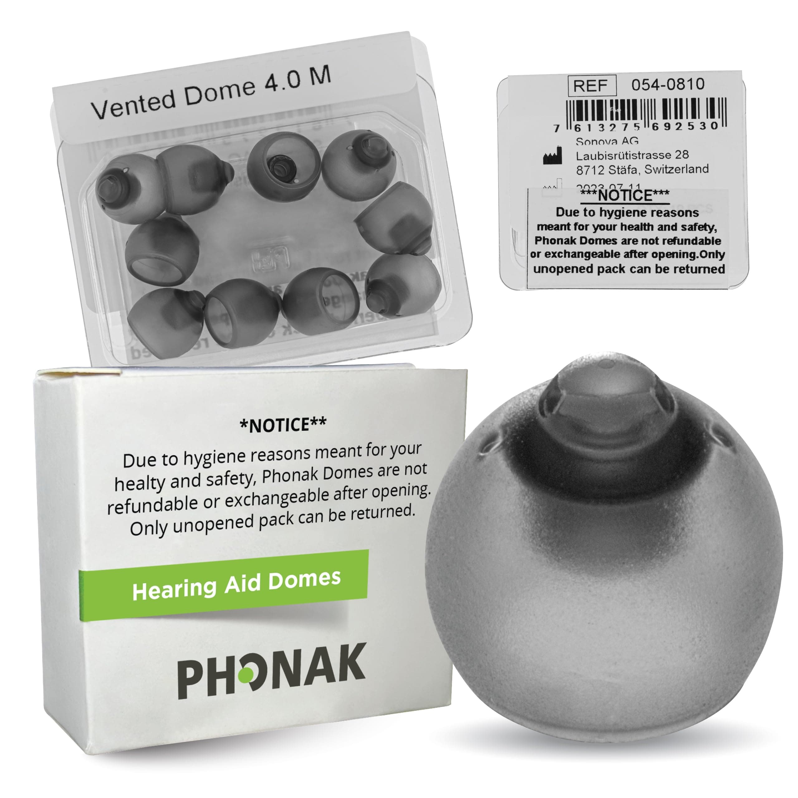 Phonak Vented 4.0 Domes Medium 10 Pack, Replacement Genuine OEM Swiss Phonak Hearing Aid Domes Audeo Marvel Paradise Lumity Hearing Aid Accessories - 1 Pack/Total 10 Domes