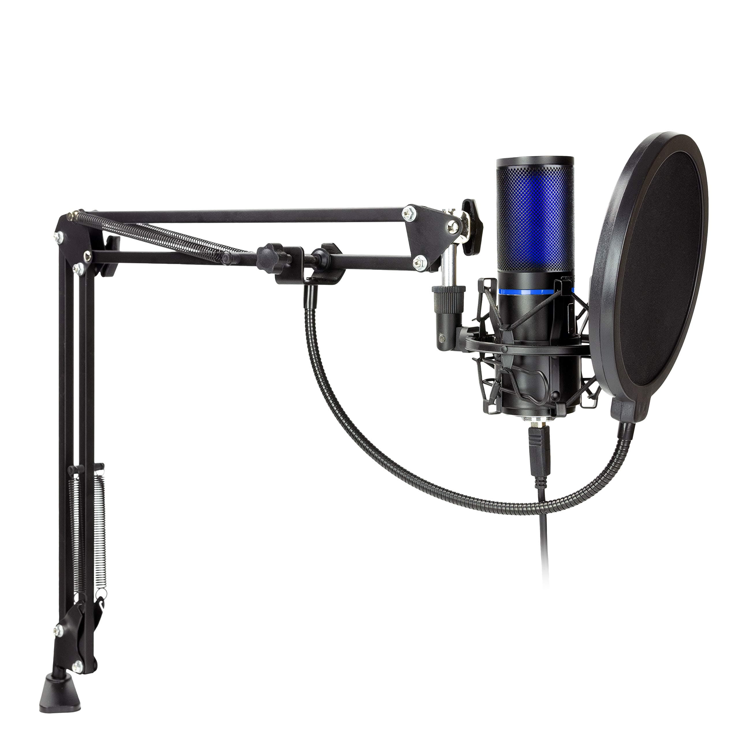 STRMD USB Condenser Microphone [Pop Filter, Shock Mount, Tripod Microphone Stand, Scissor Microphone Stand, Green Screen Included] Video Streaming, Home Recording DTM