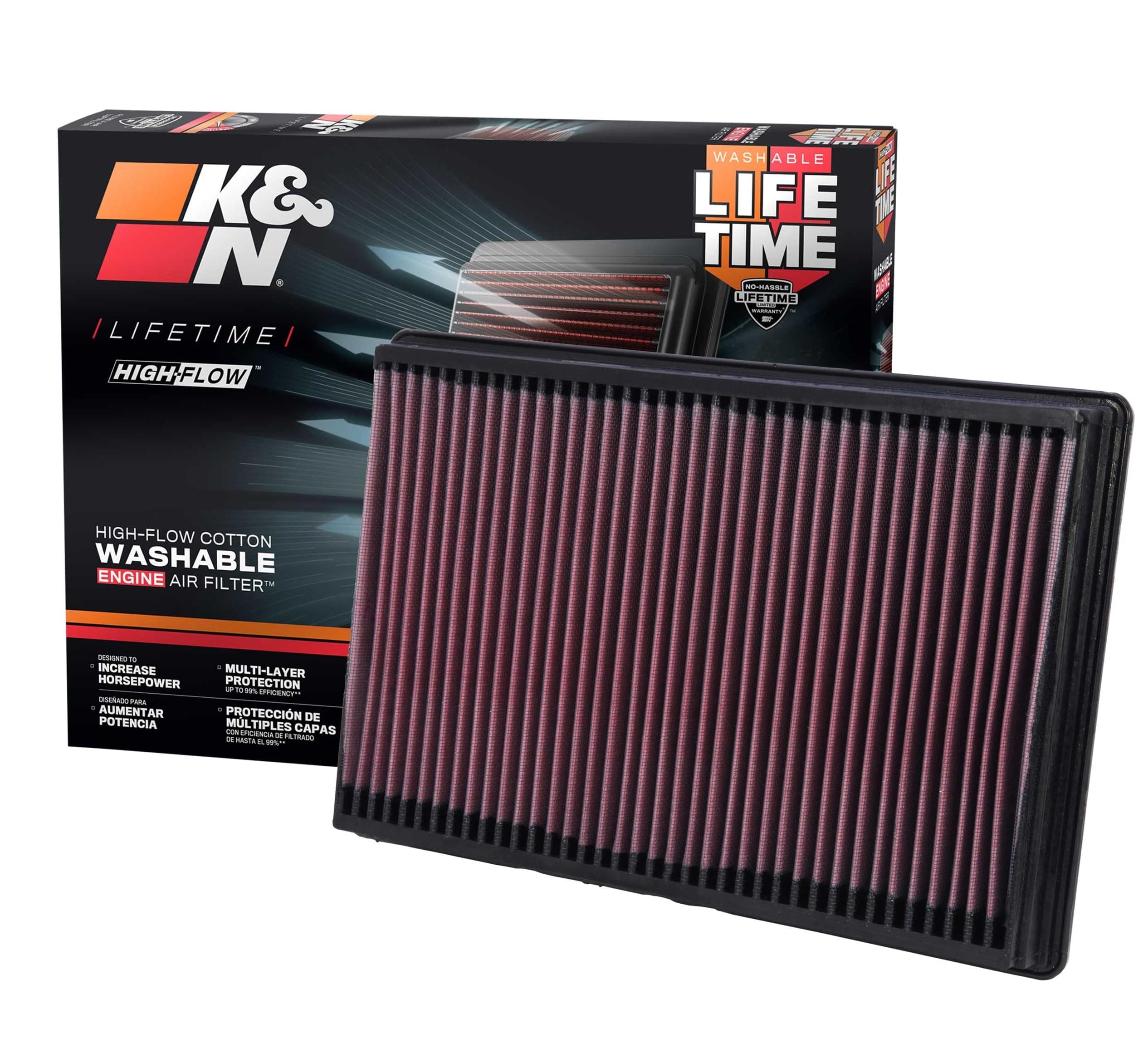 K&N 33-2247 Engine Air Filter: High Performance, Premium, Washable, Replacement Filter, Increased Performance, 2002-2019 (1500, 2500, 3500, 4500, 5500)