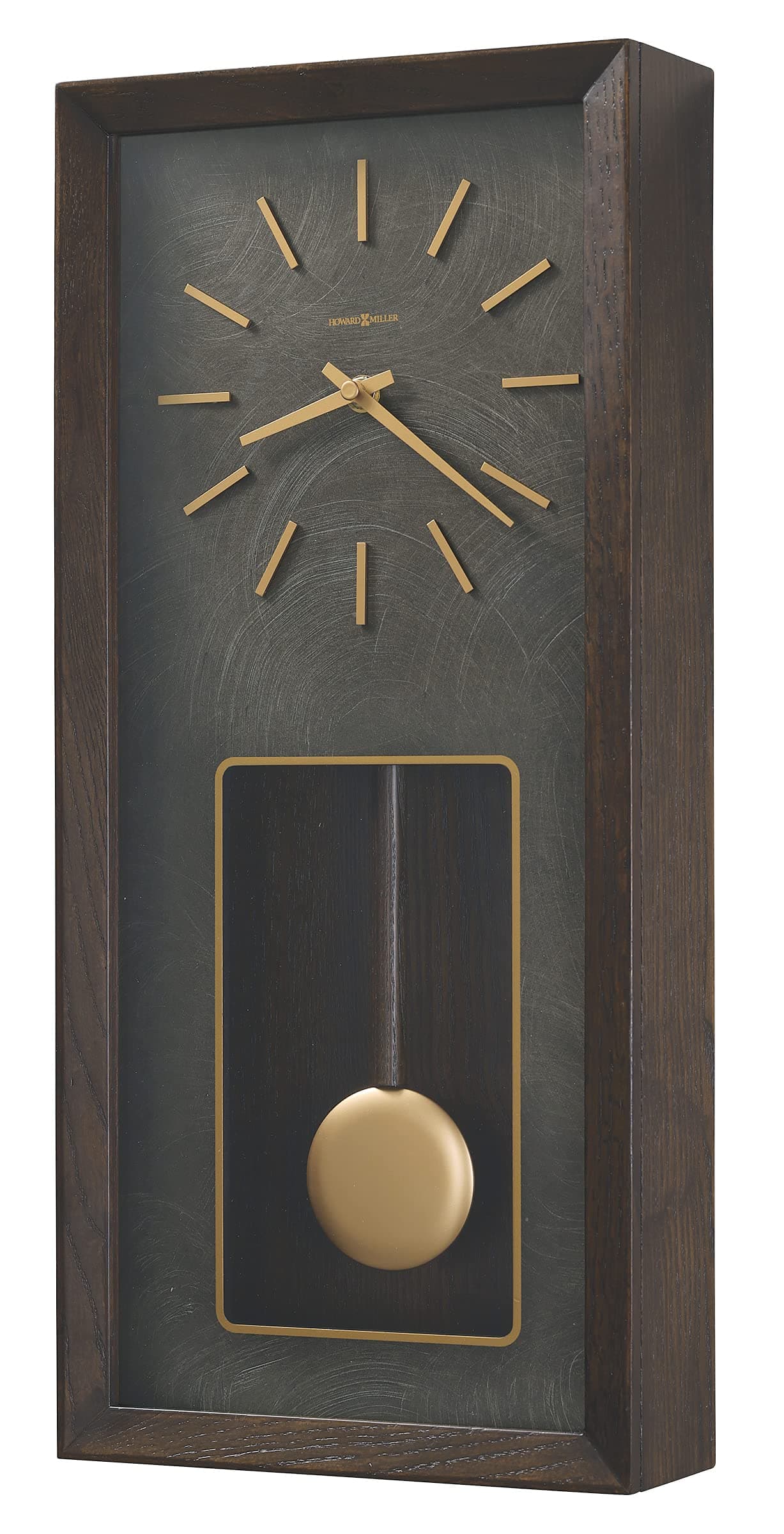Howard Miller Tegan Wall Clock - Rectangular Battery-Operated Analog Clock with Pendulum and Westminster Chime, Wooden Finish with Gold Hour Marker - Office, Kitchen, Bedroom, and Living Room Decor