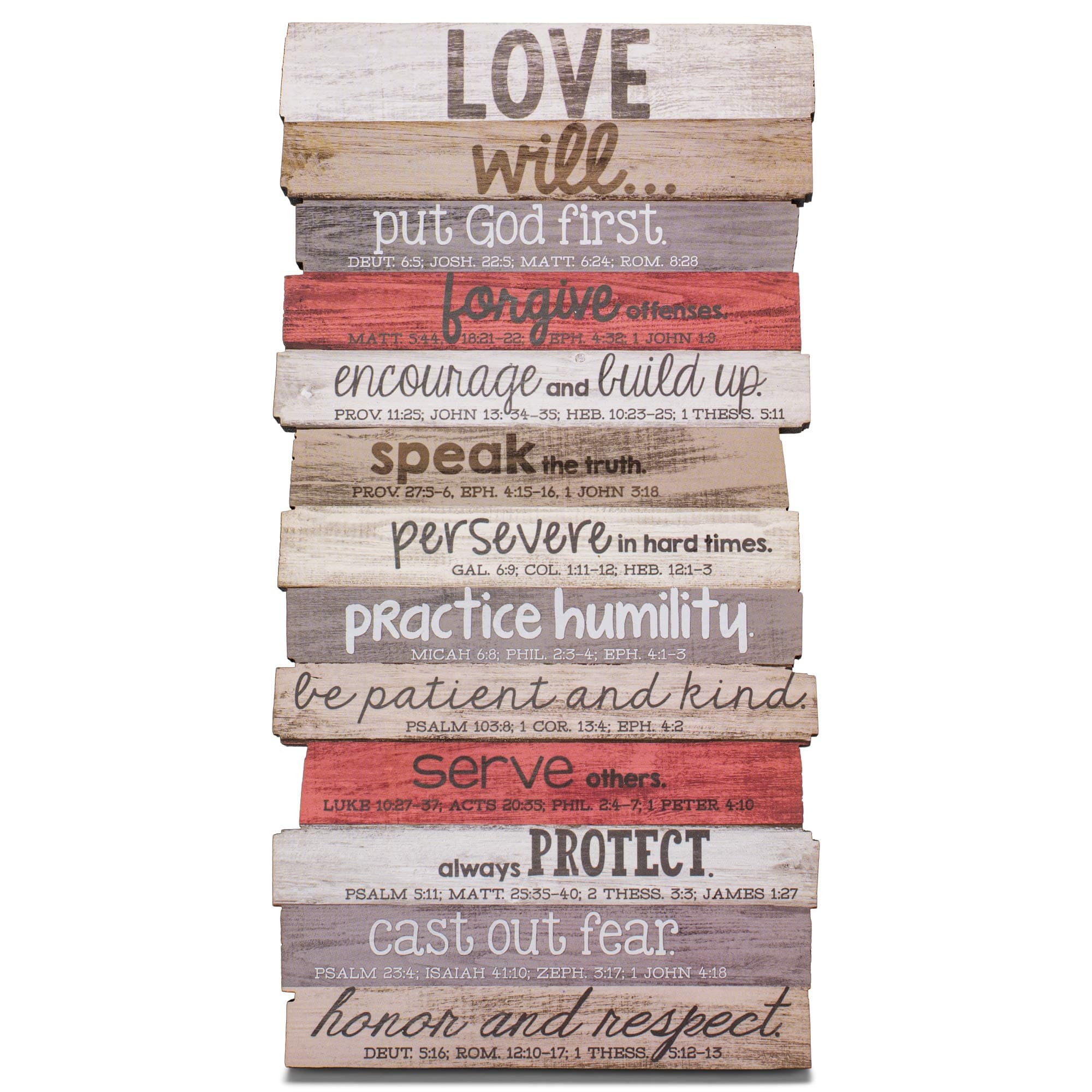 Love Will Put God First Rustic Stacked Pallet 8.5 x 16.5 Wood Plaque