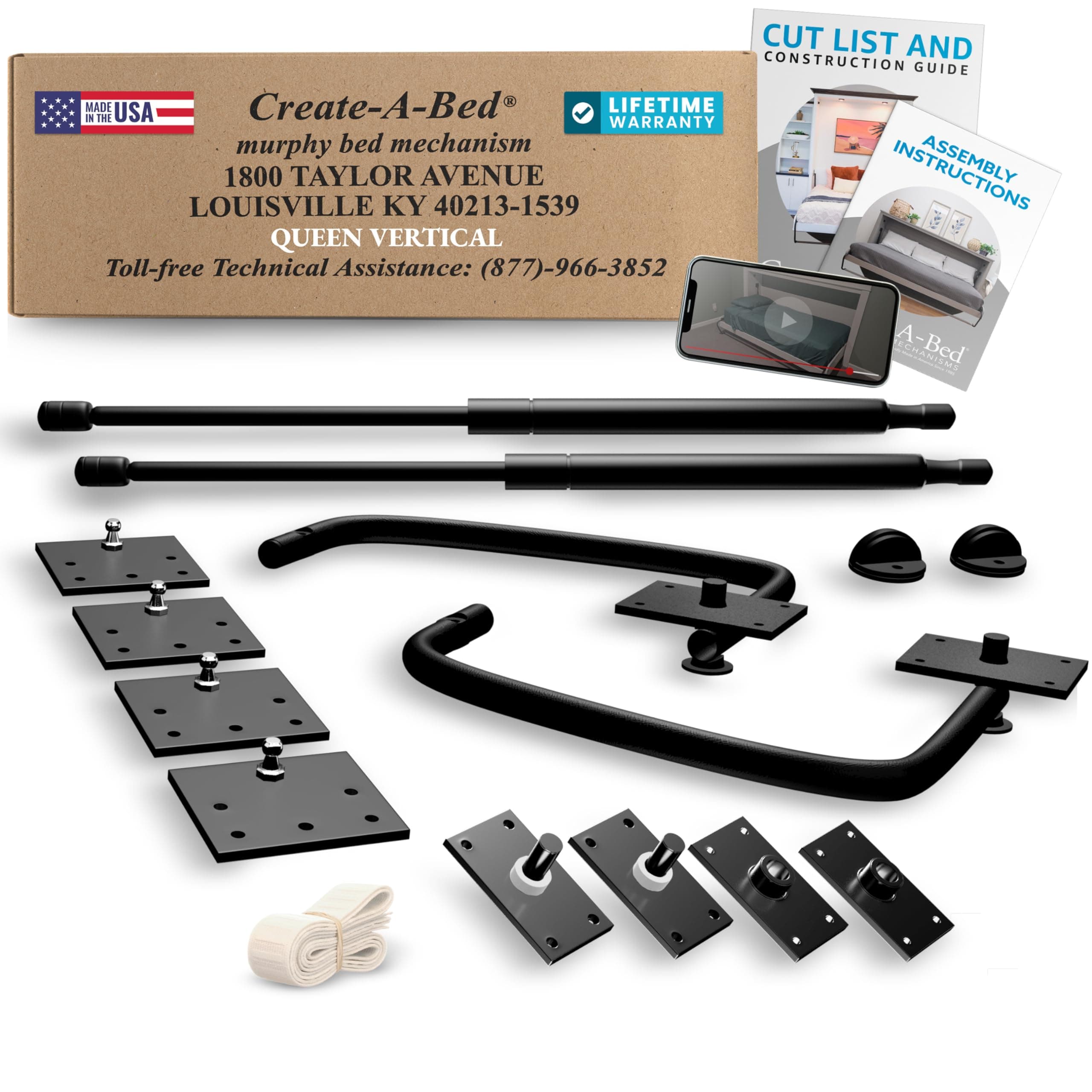 Create-A-Bed Queen Size Deluxe Murphy Bed Kit, Vertical