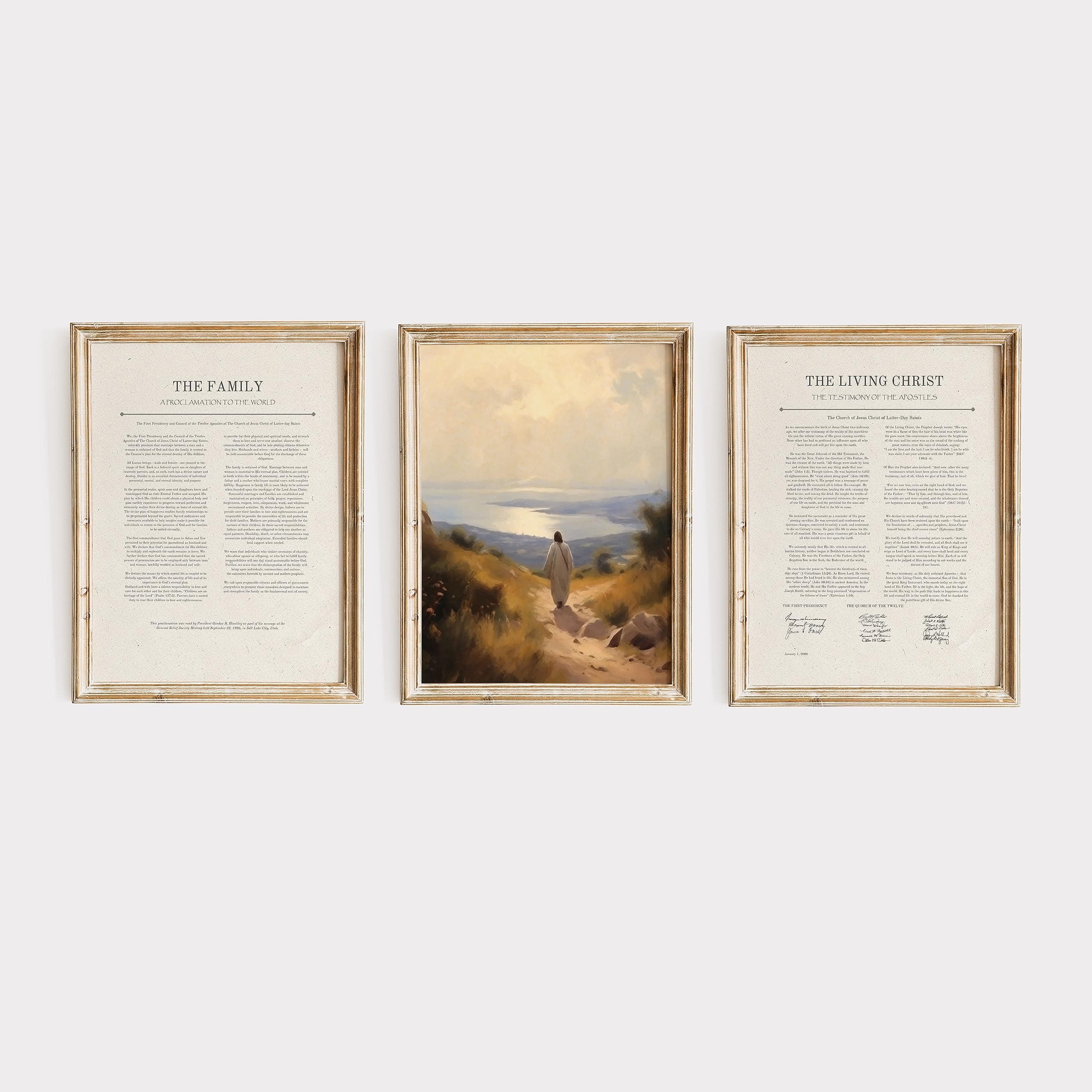 ESSEN Life Jesus on the Path, HE IS RISEN, Bible Wall Art Jesus Poster Religious Wall Decor Christian Home Decor, LDS Wall Art (8" x 10" Unframed, Set of 3 (C))