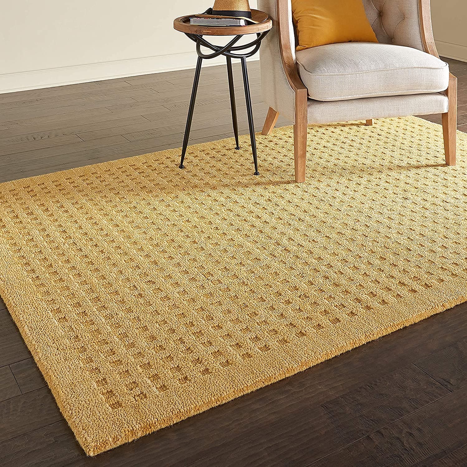 ZARACARPETS Solid Plain Exported Quality Hand Made Carpets and Rugs Size 4 Feet by 6 Feet (4x6 feet) Loop Yellow
