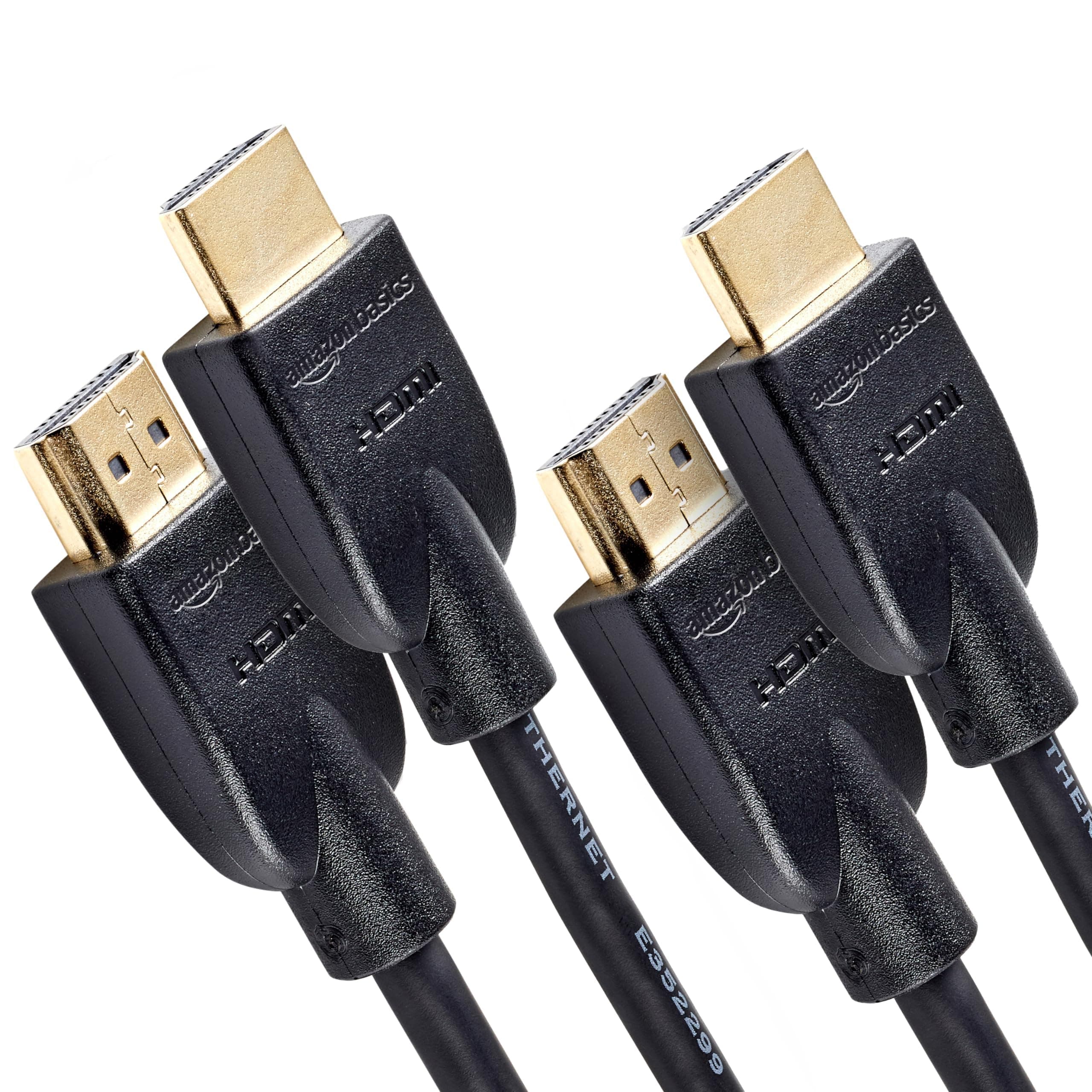 Amazon Basics 2-Pack HDMI Cable, 18Gbps High-Speed, 4K@60Hz, 2160p, Ethernet Ready, 6 Foot (2M), Black